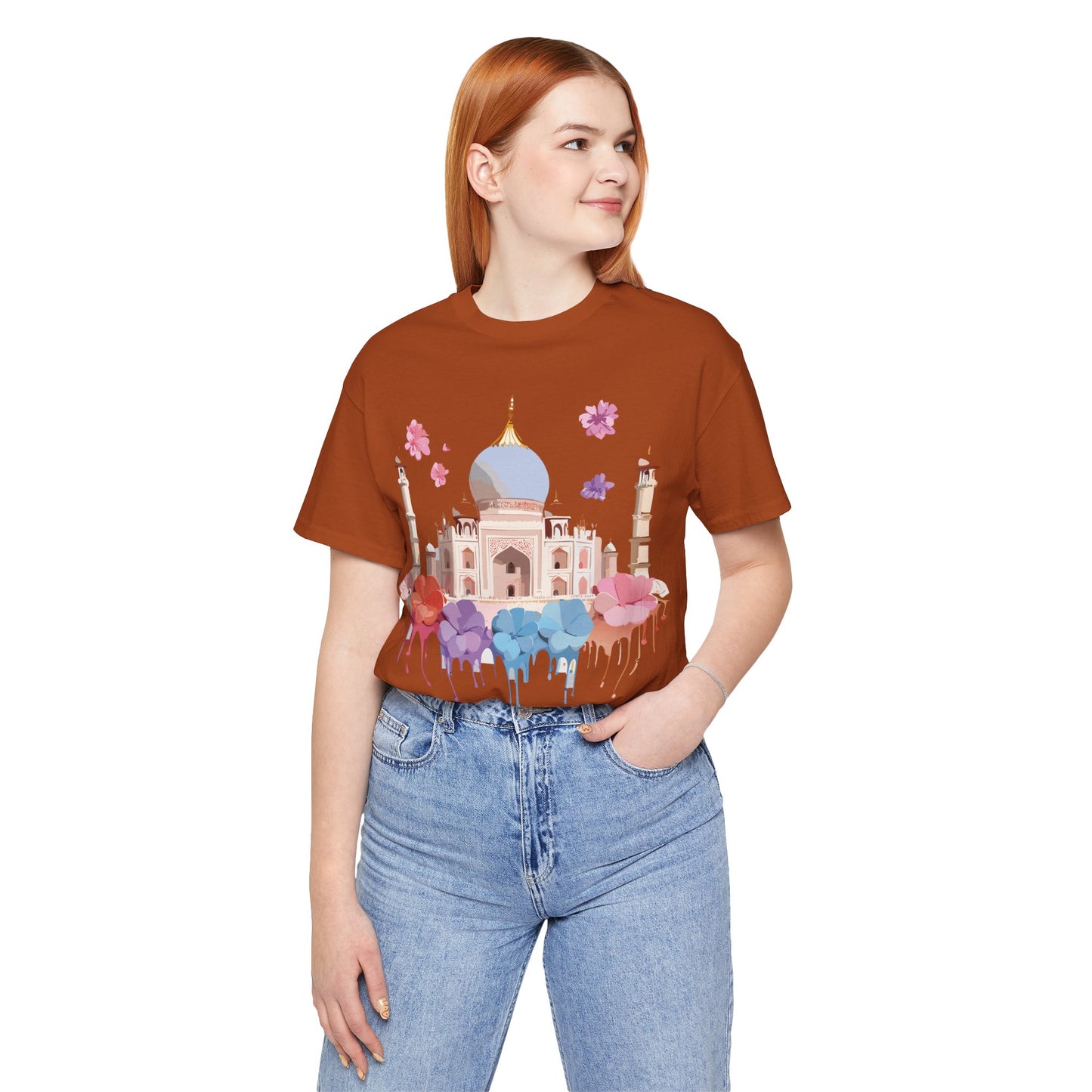 Natural Cotton Tee Shirt - Taj Mahal, India Printify