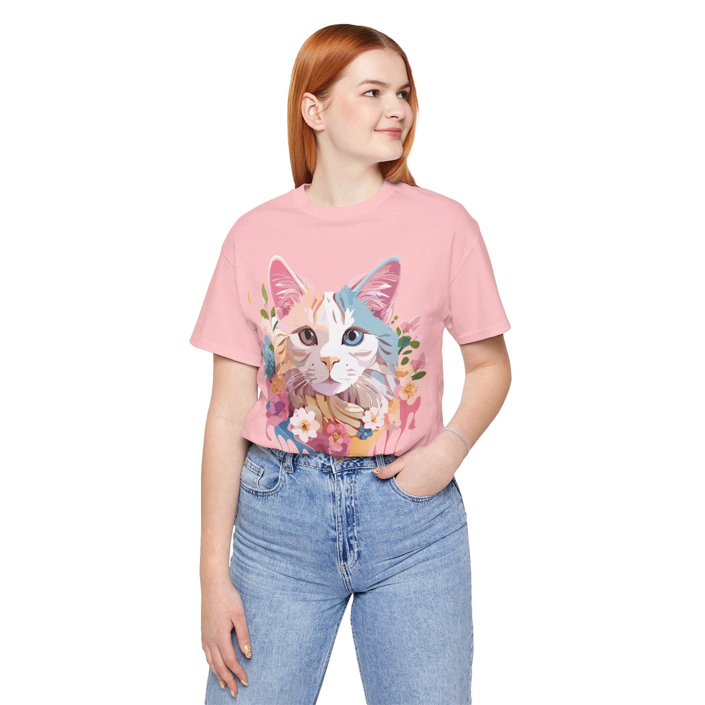 Natural Cotton Tee Shirt with Cat Printify