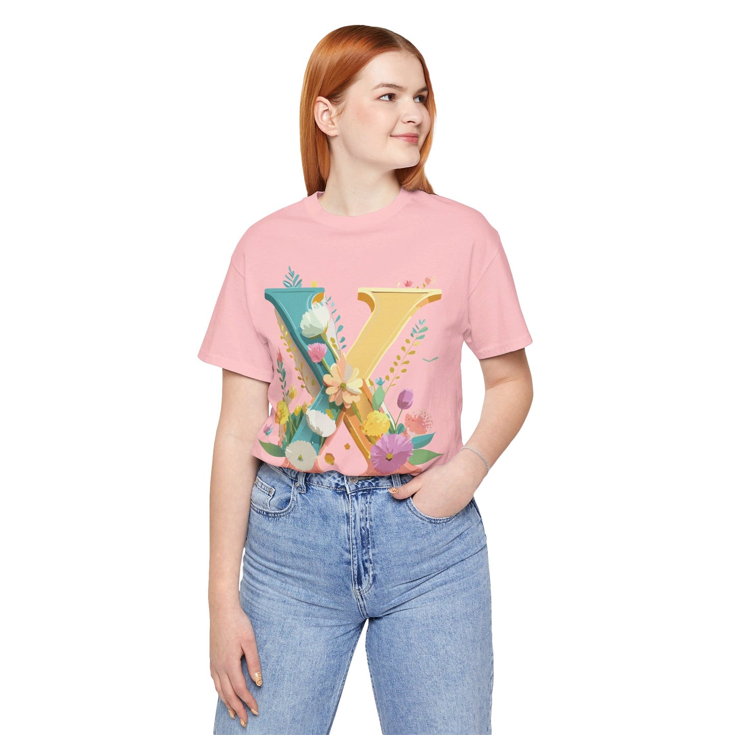 Natural Cotton Tee Shirt - Letters Collection - X Printify