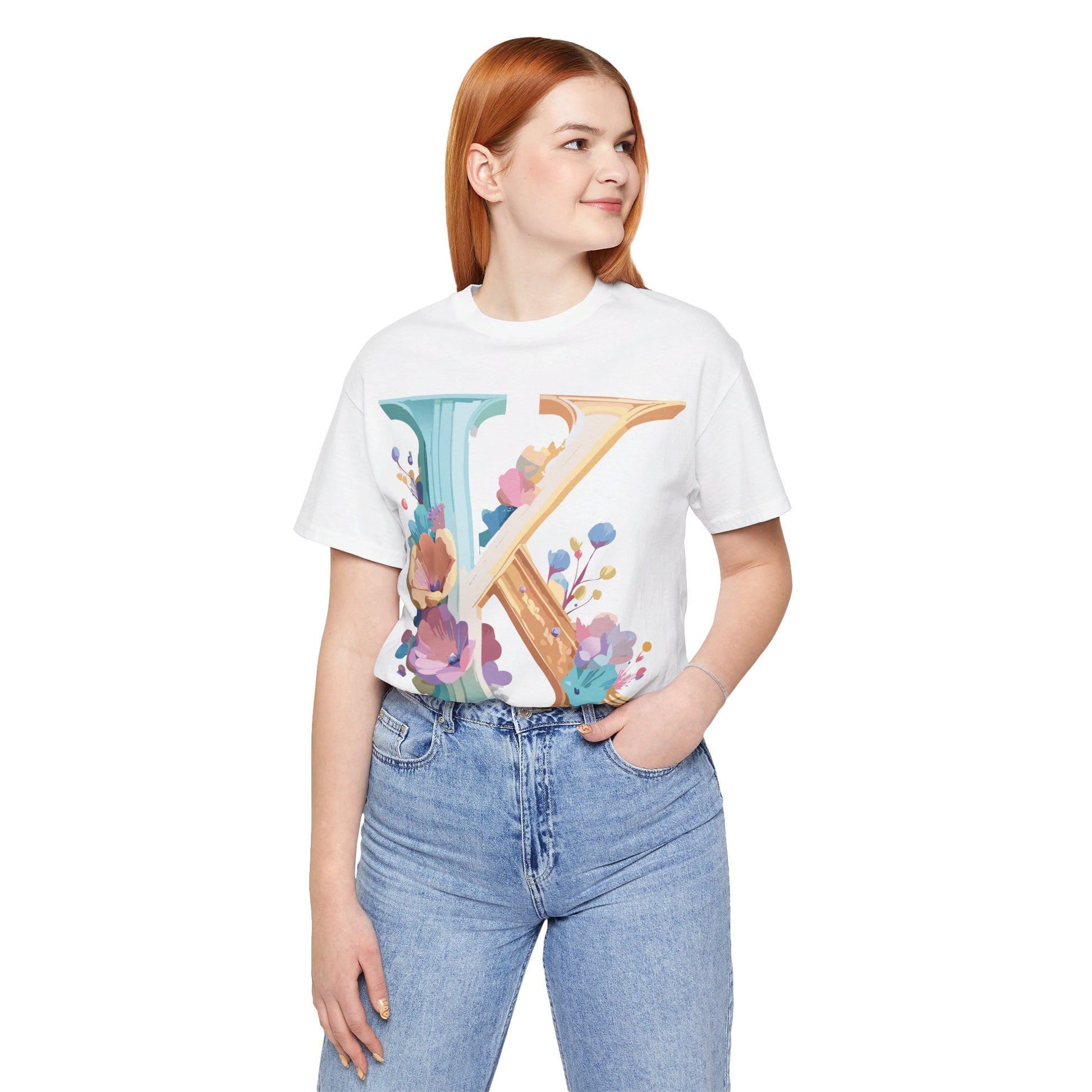 Natural Cotton Tee Shirt - Letters Collection - K Printify