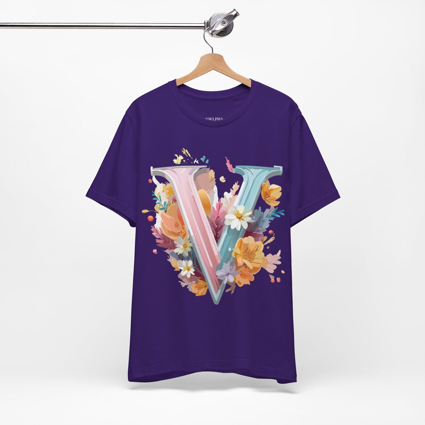 Natural Cotton Tee Shirt - Letters Collection - V Printify