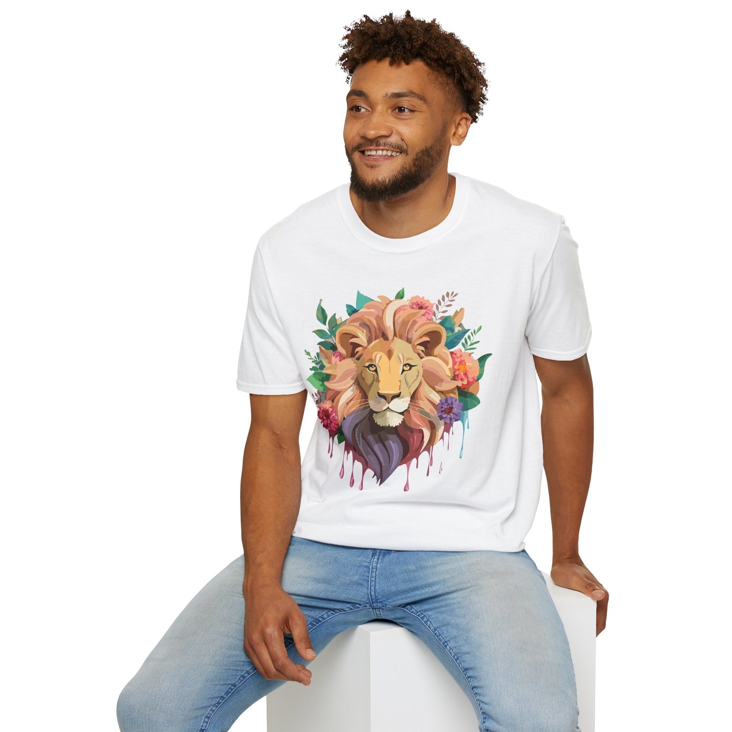 Lion Shirt, Shirt with Lion, Floral Lion Tee, Shirt with Animals