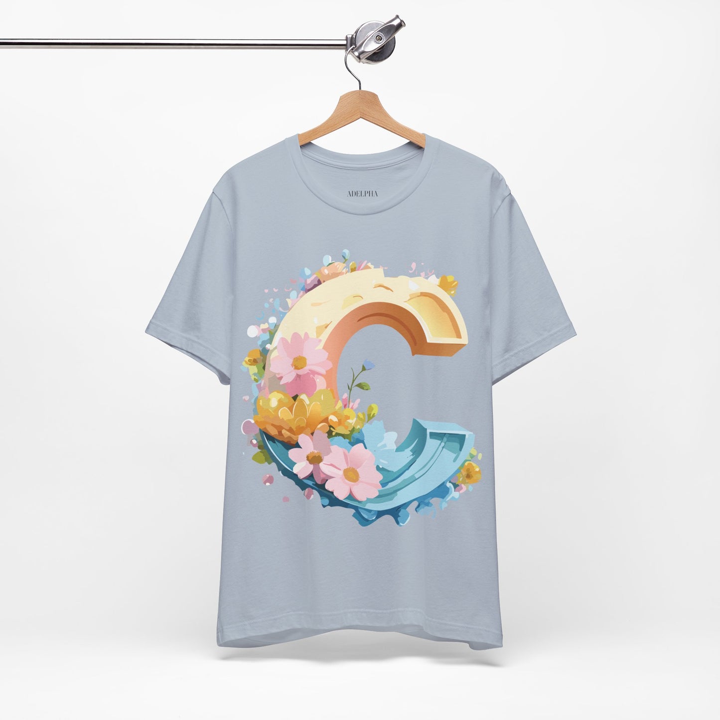 Natural Cotton Tee Shirt - Letters Collection - C Printify