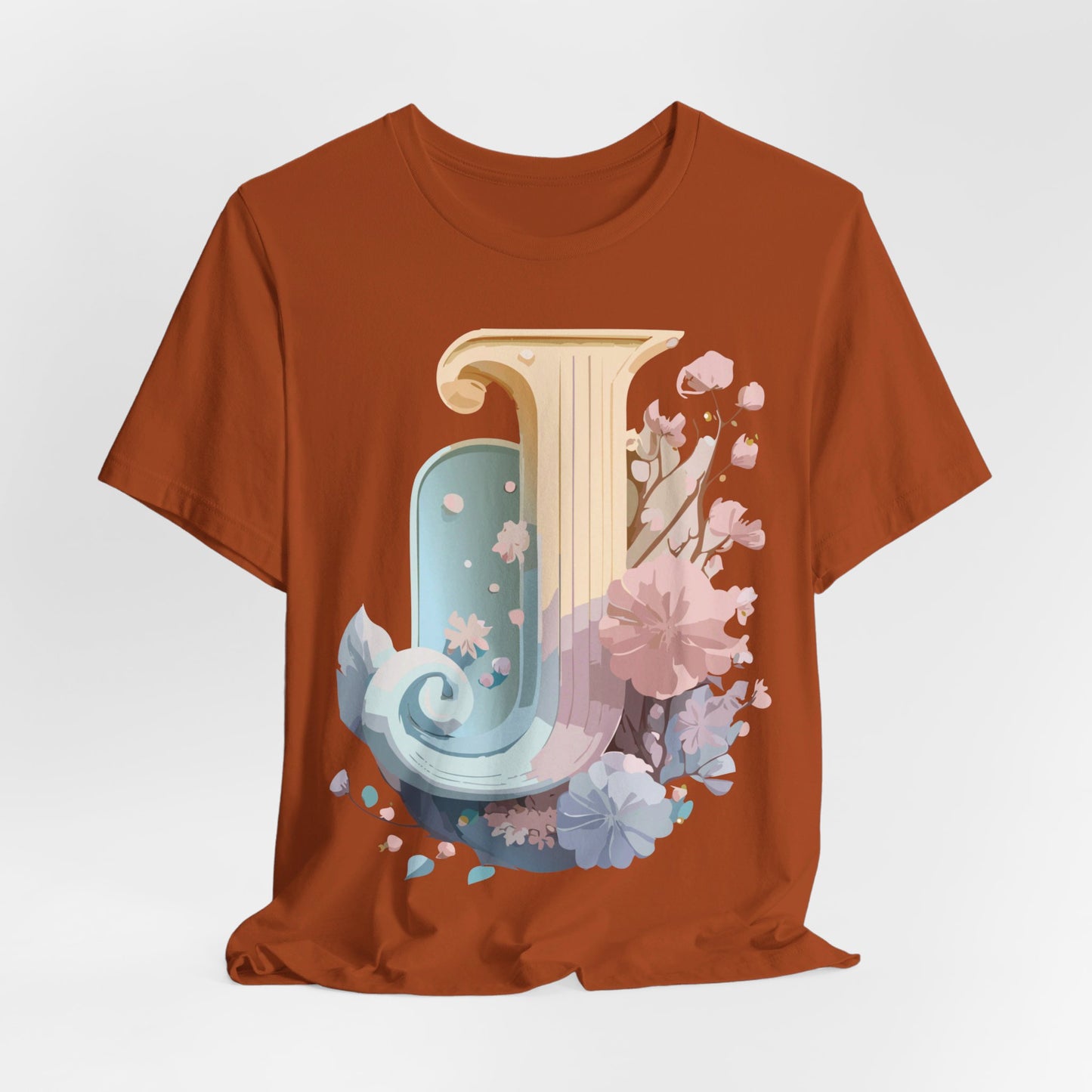 Natural Cotton Tee Shirt - Letters Collection - J Printify