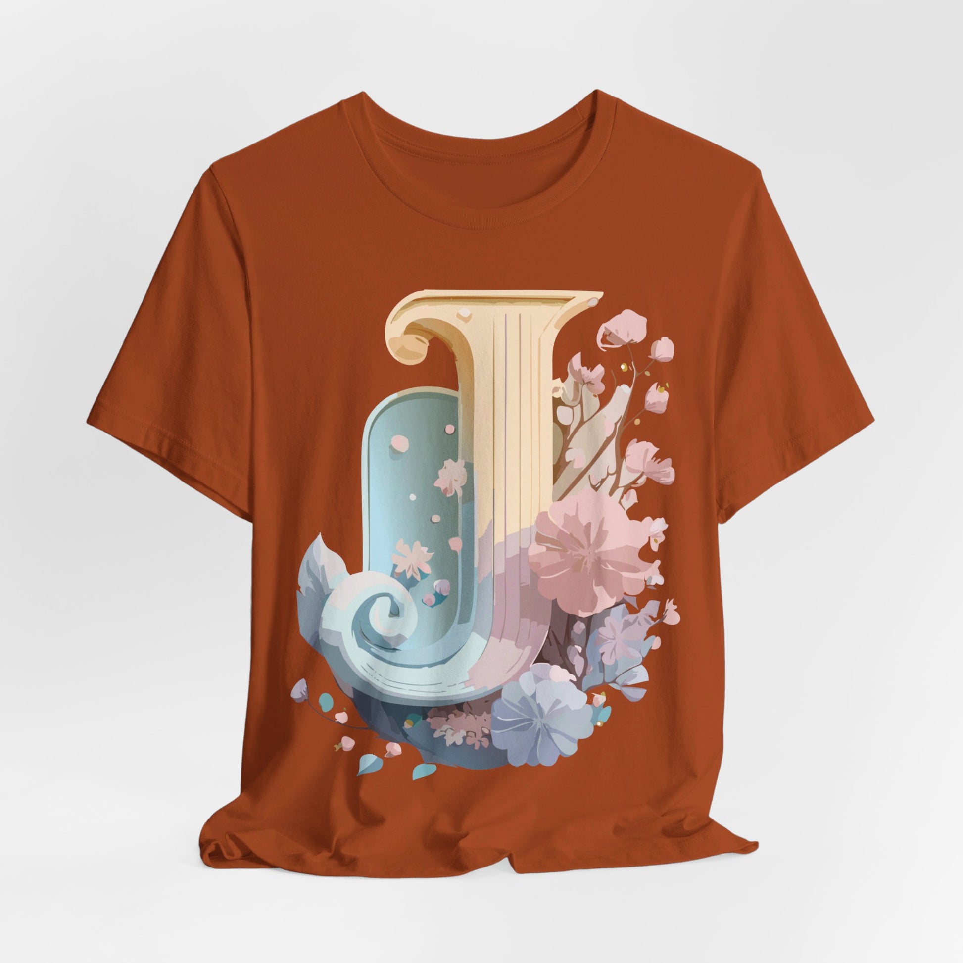 Natural Cotton Tee Shirt - Letters Collection - J Printify