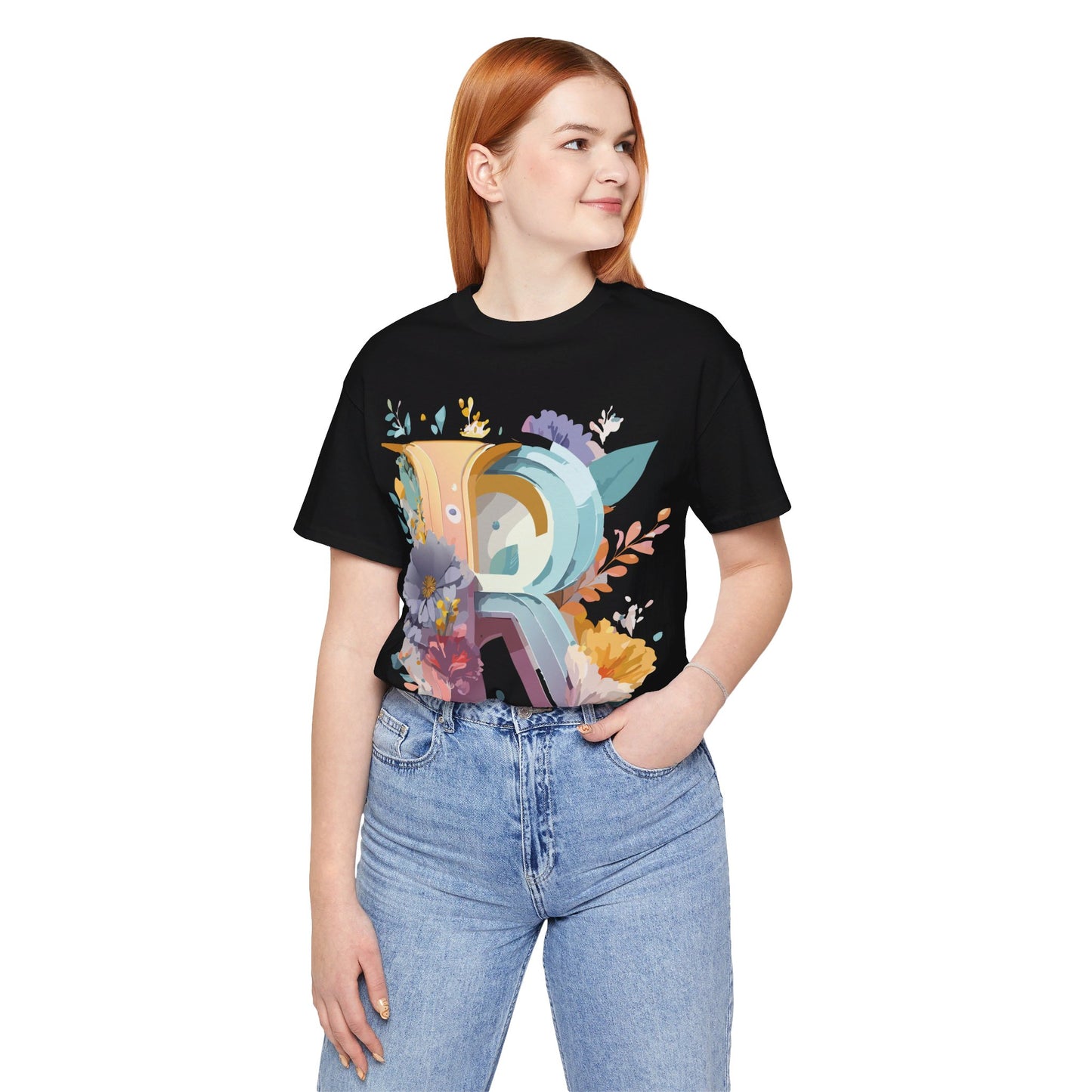 Natural Cotton Tee Shirt - Letters Collection - R Printify