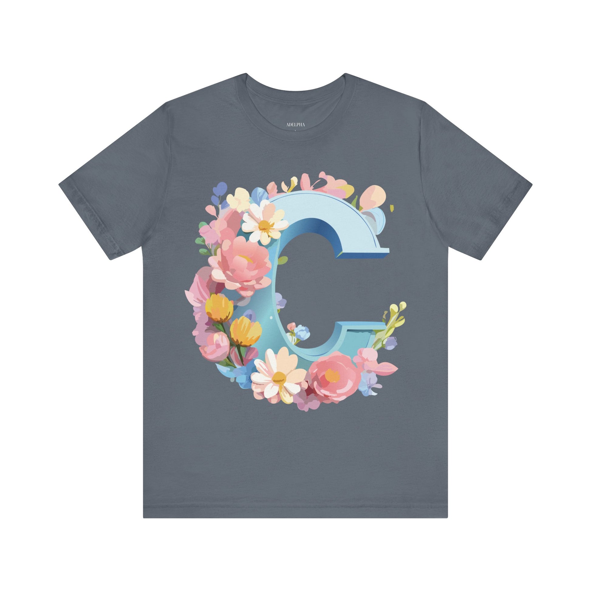 Natural Cotton Tee Shirt - Letters Collection - C Printify