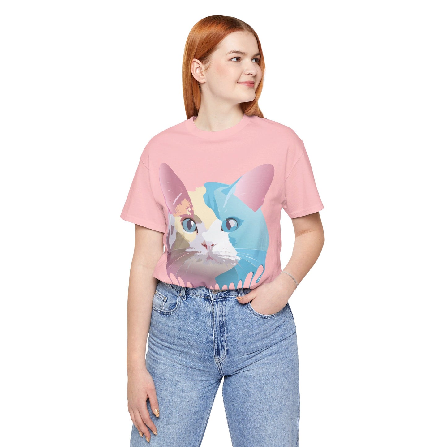 Natural Cotton Tee Shirt with Cat Printify