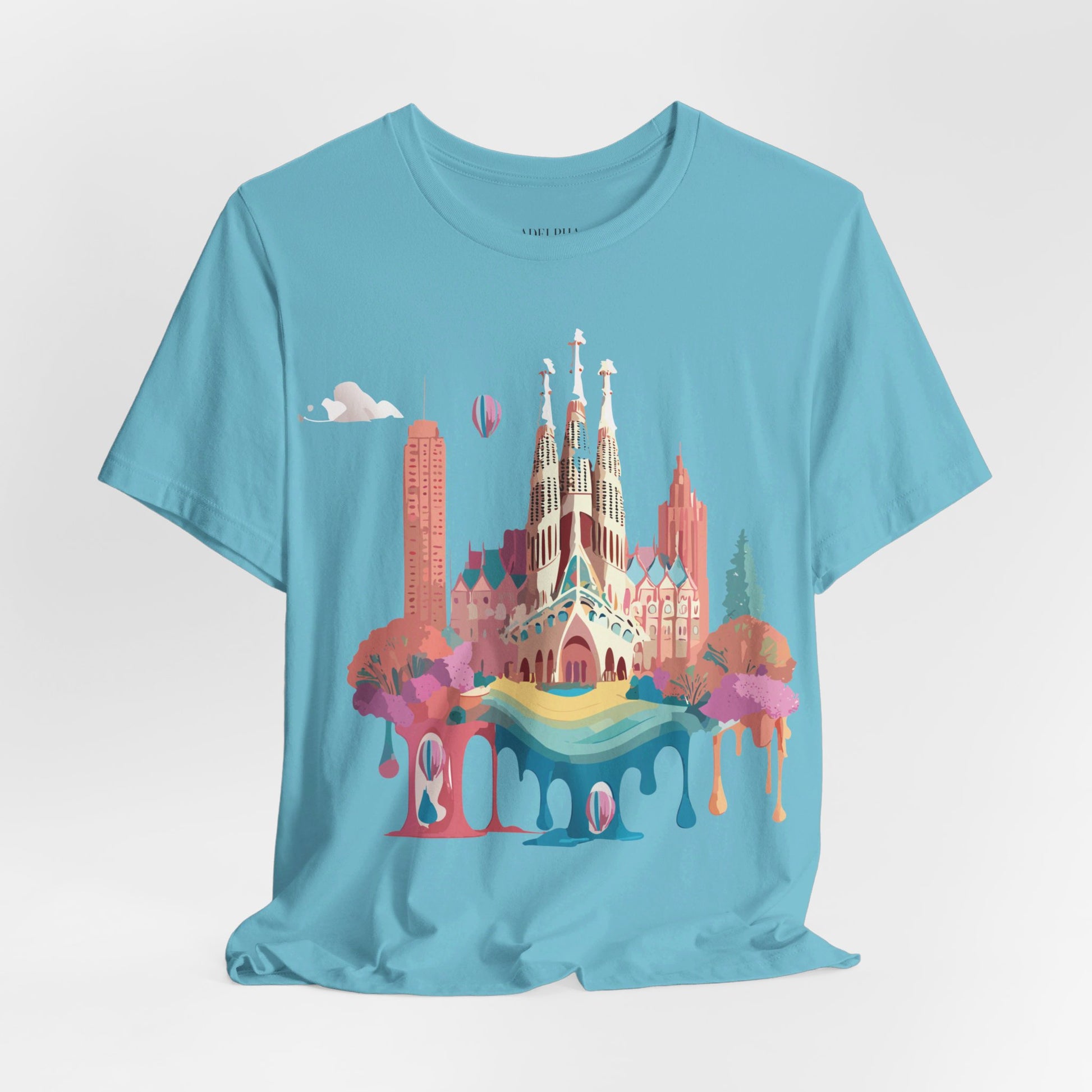Natural Cotton Tee Shirt - Beautiful Places Collection - Barcelona Printify