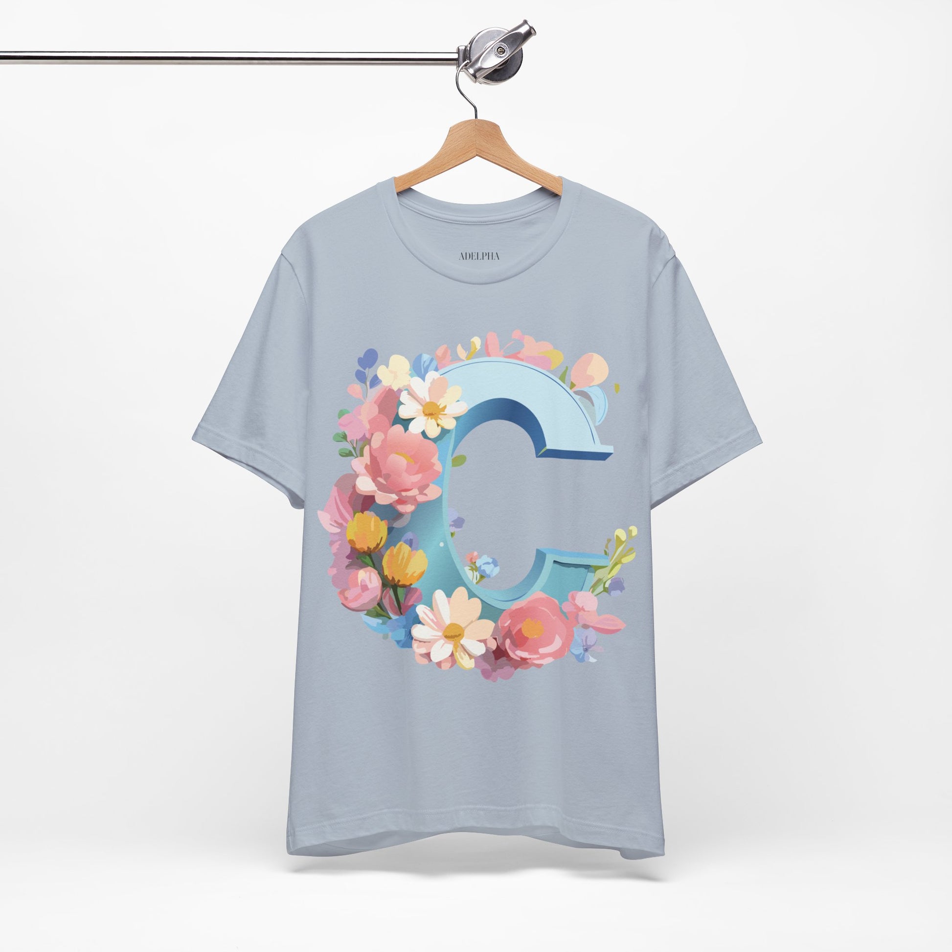 Natural Cotton Tee Shirt - Letters Collection - C Printify
