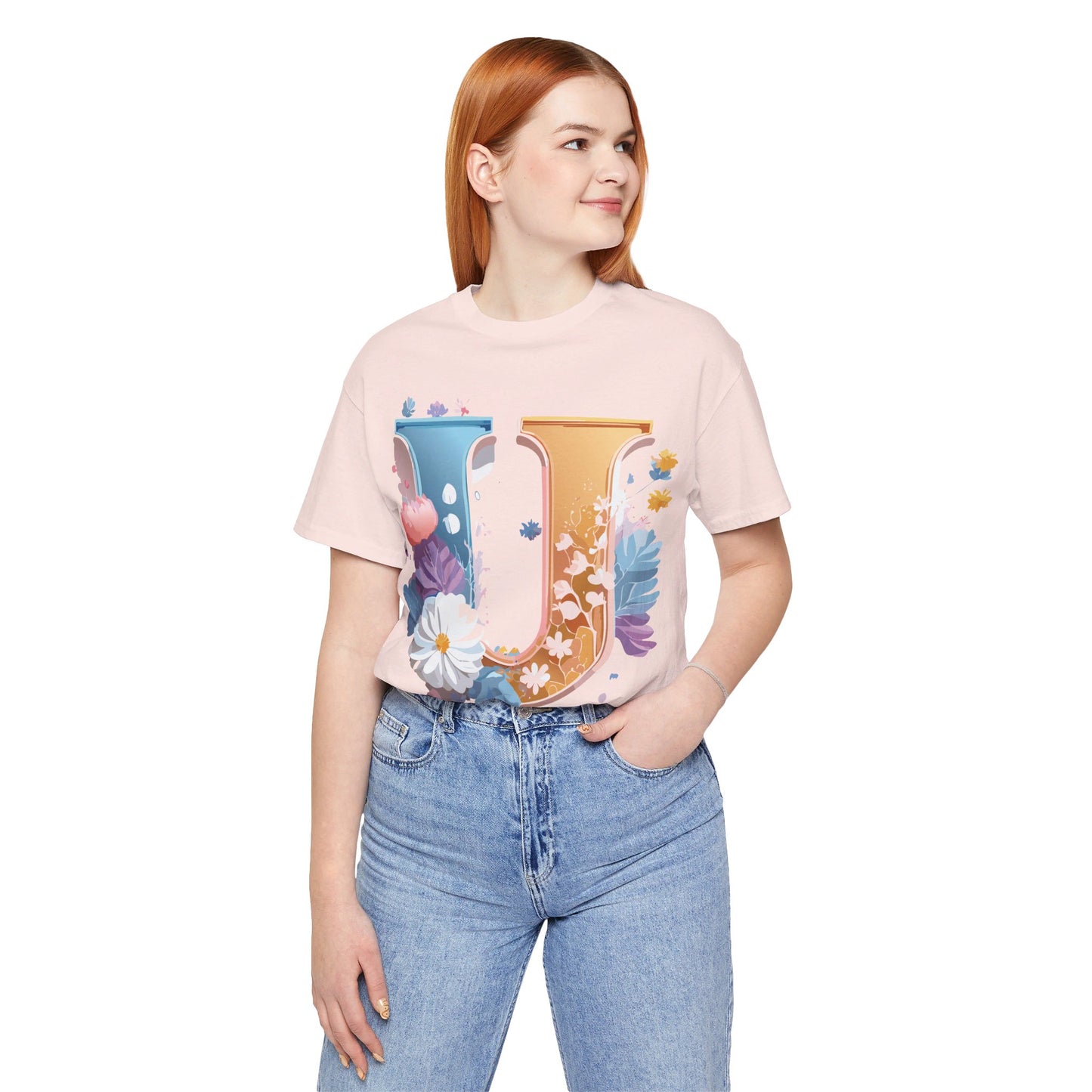 Natural Cotton Tee Shirt - Letters Collection - U Printify