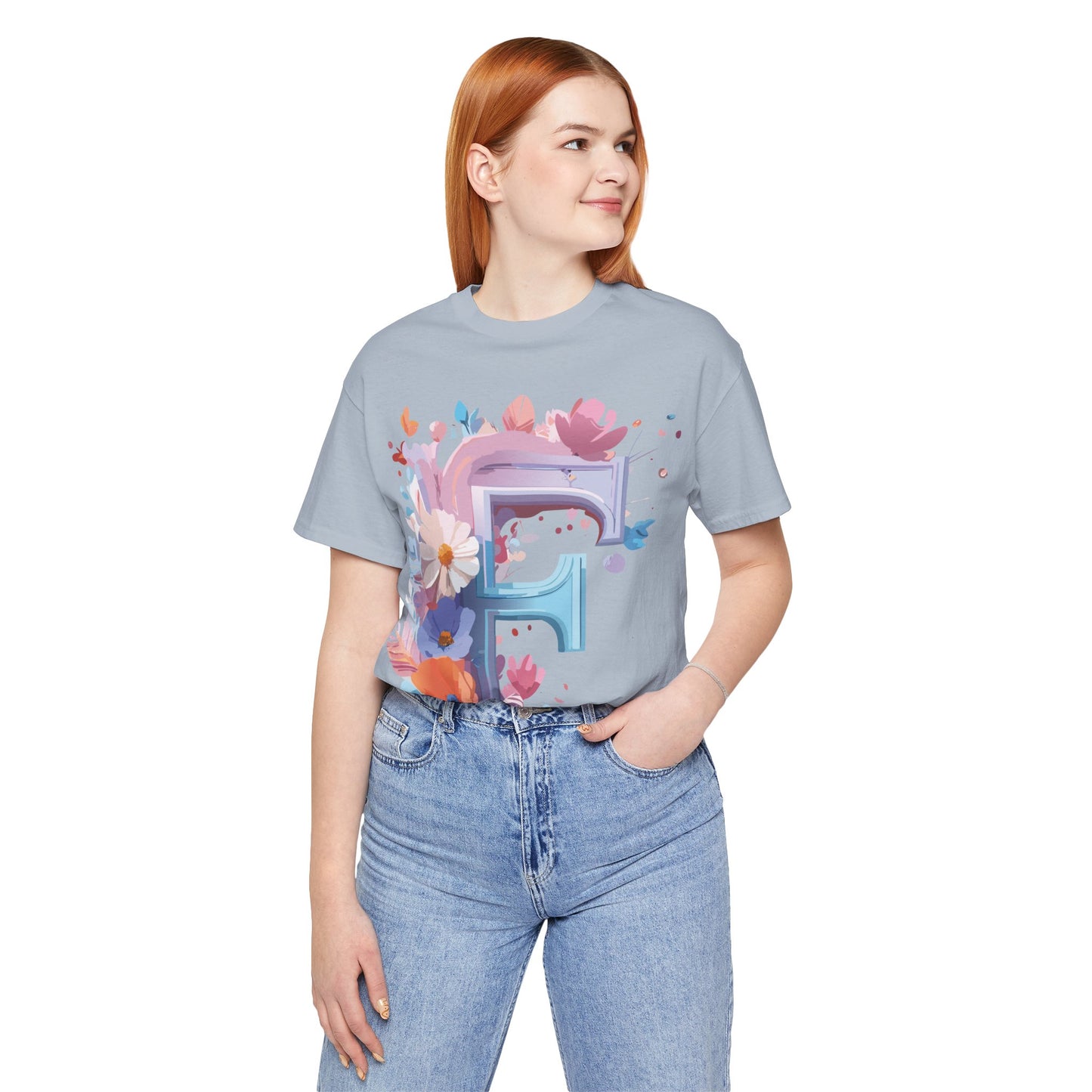 Natural Cotton Tee Shirt - Letters Collection - F Printify
