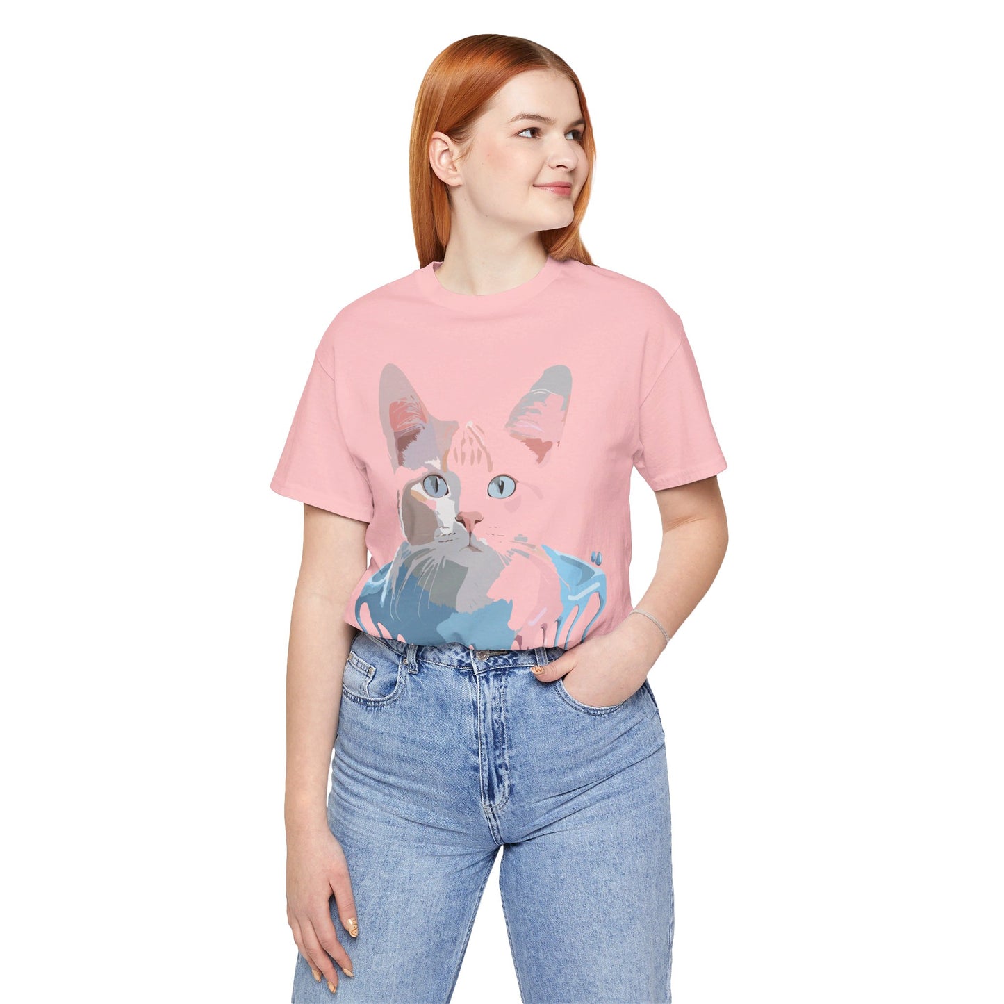Natural Cotton Tee Shirt with Cat Printify