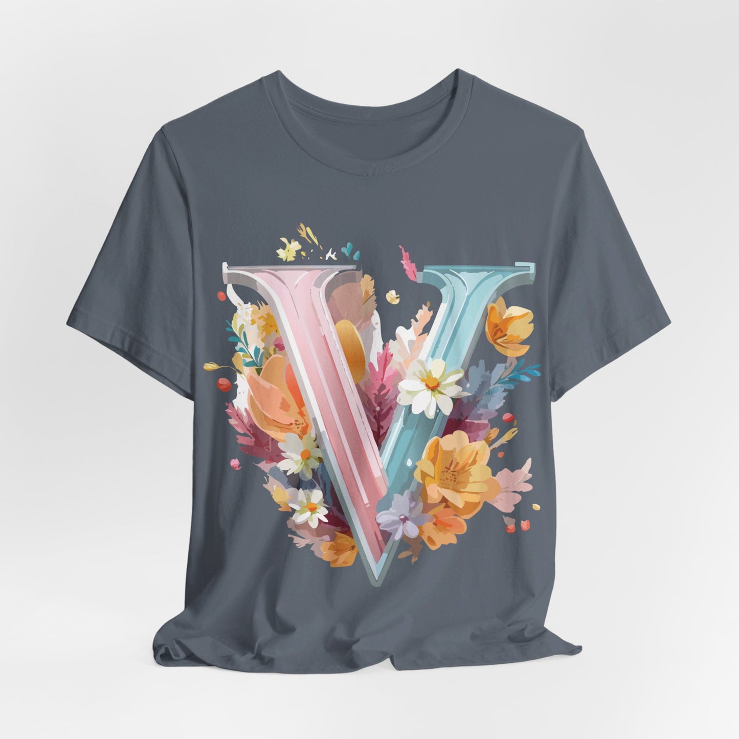 Natural Cotton Tee Shirt - Letters Collection - V Printify