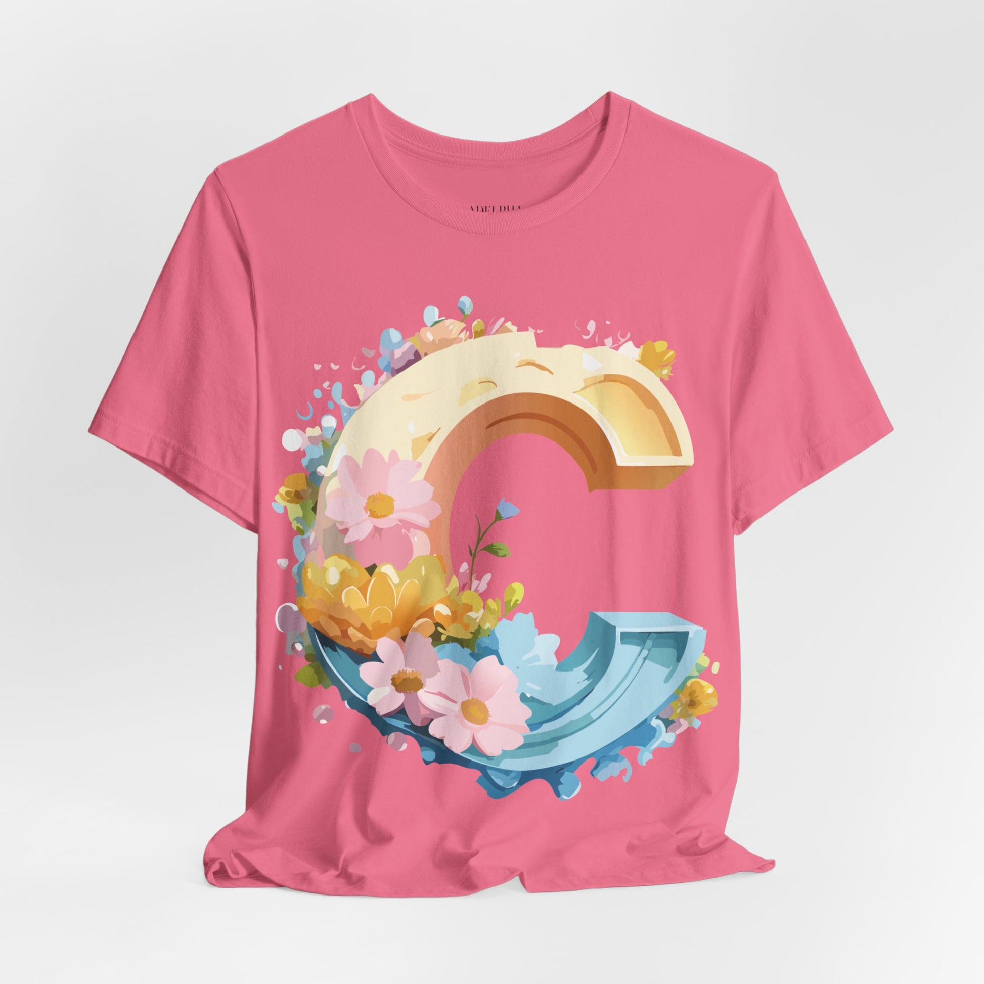Natural Cotton Tee Shirt - Letters Collection - C Printify