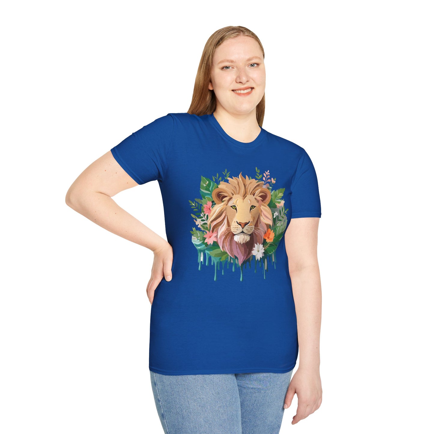Lion Shirt, Shirt with Lion, Floral Lion Tee, Shirt with Animals