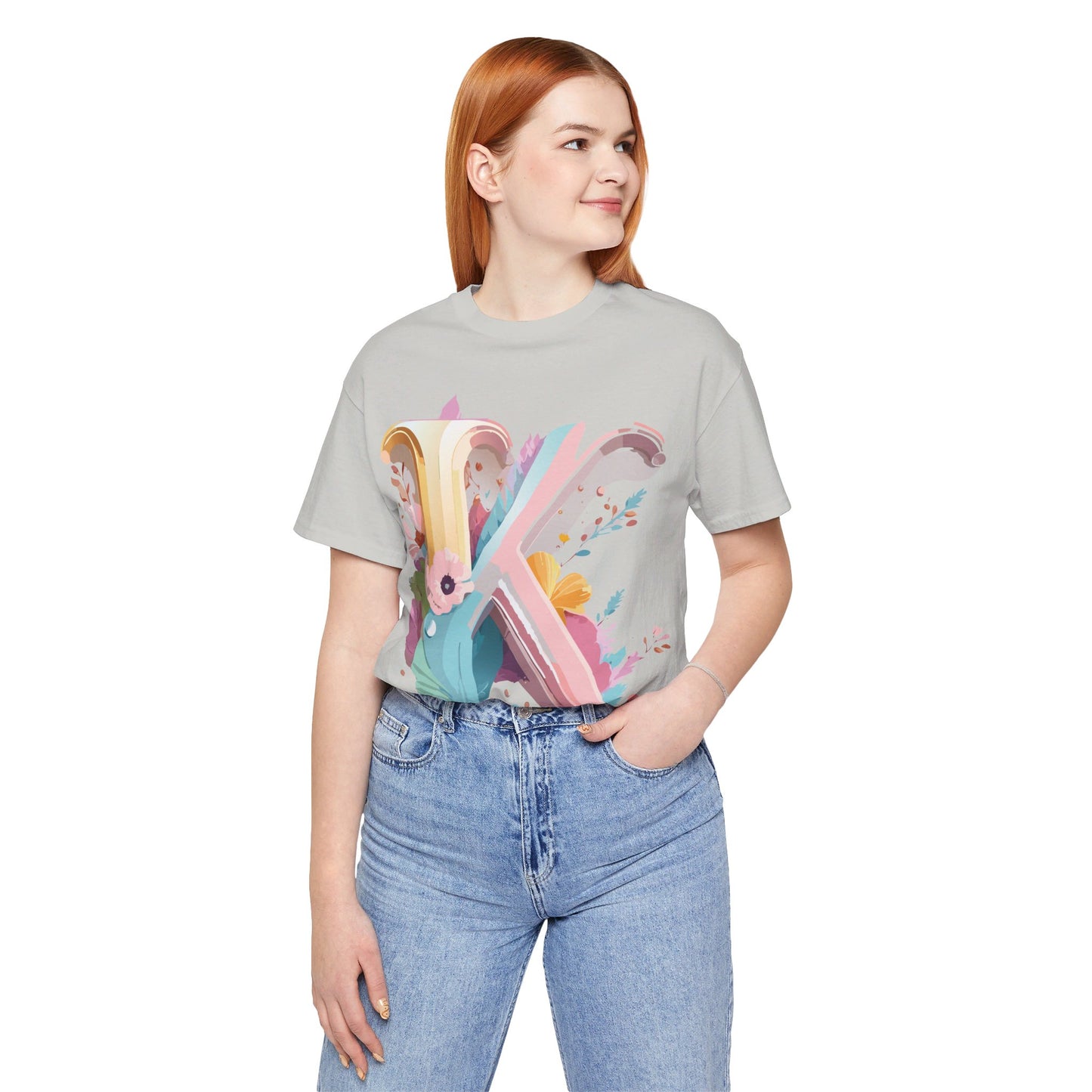 Natural Cotton Tee Shirt - Letters Collection - K Printify