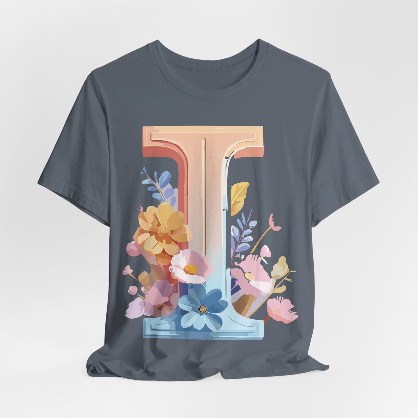 Natural Cotton Tee Shirt - Letters Collection - I Printify