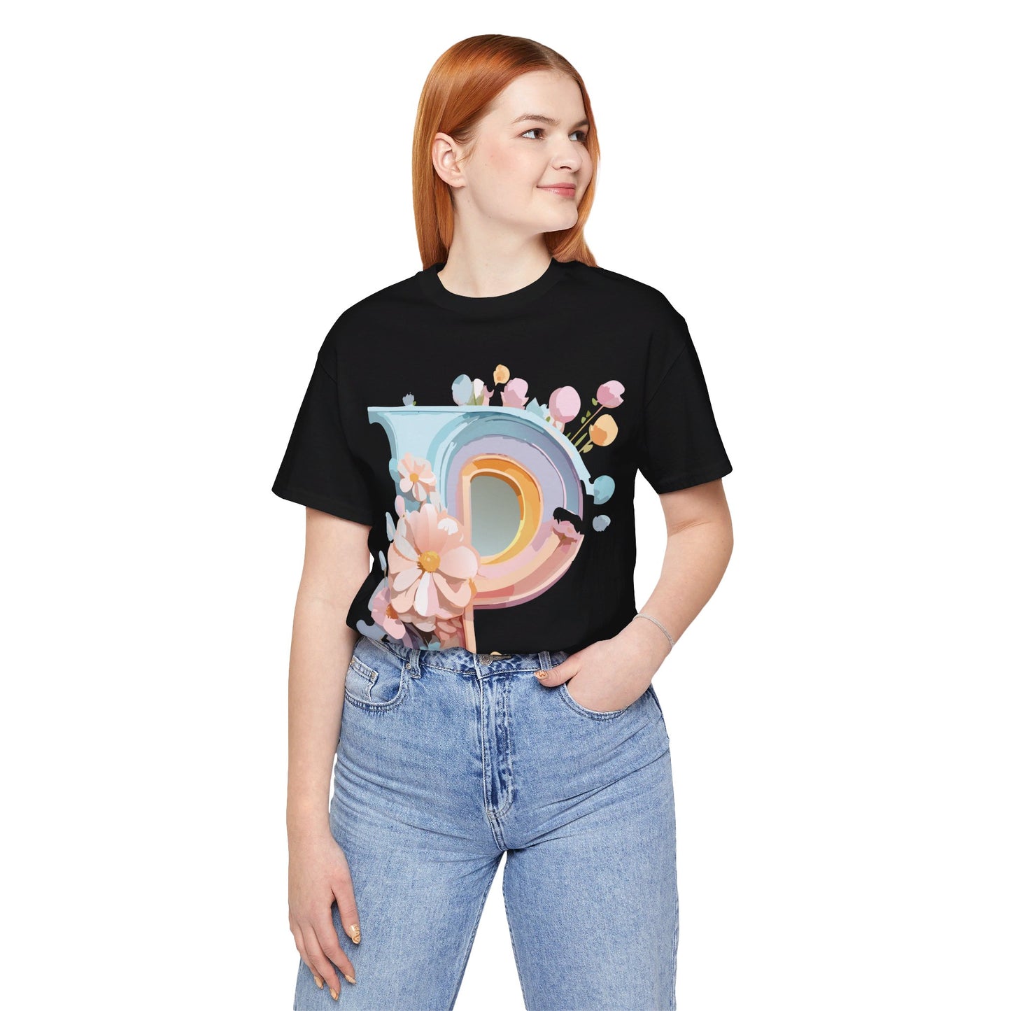 Natural Cotton Tee Shirt - Letters Collection - P Printify