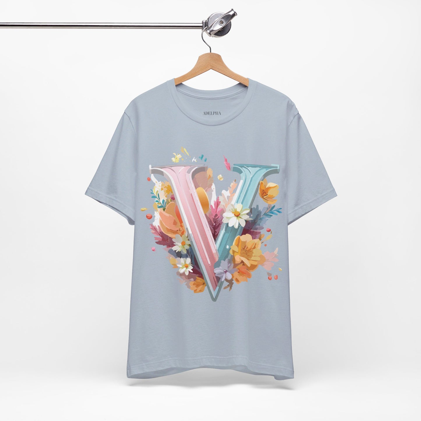 Natural Cotton Tee Shirt - Letters Collection - V Printify