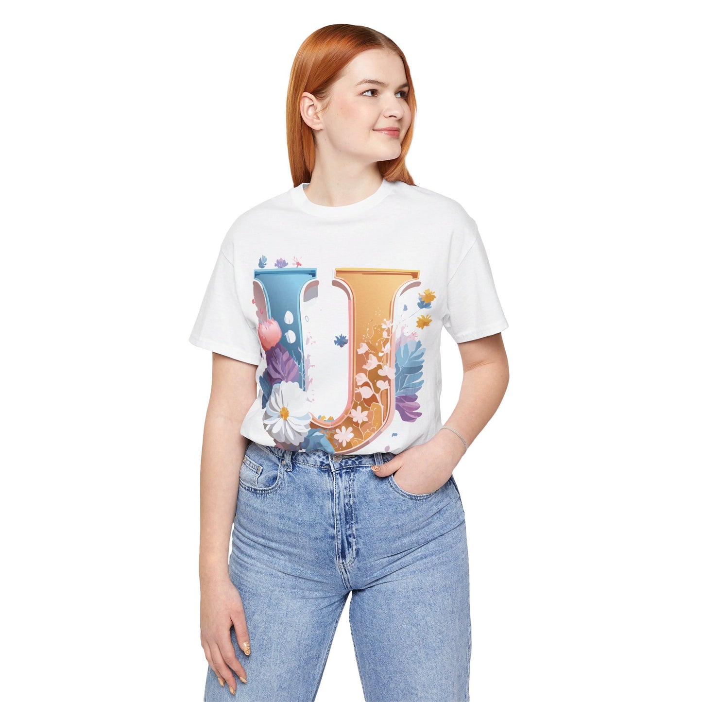 Natural Cotton Tee Shirt - Letters Collection - U Printify