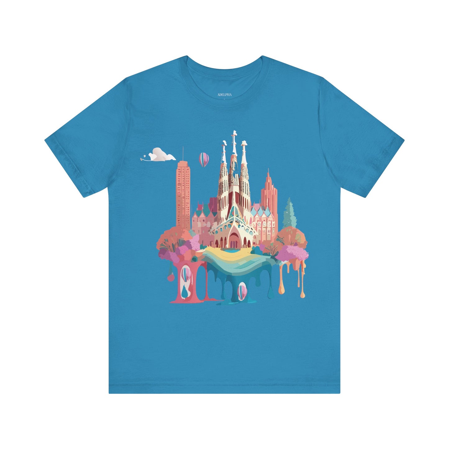 Natural Cotton Tee Shirt - Beautiful Places Collection - Barcelona Printify