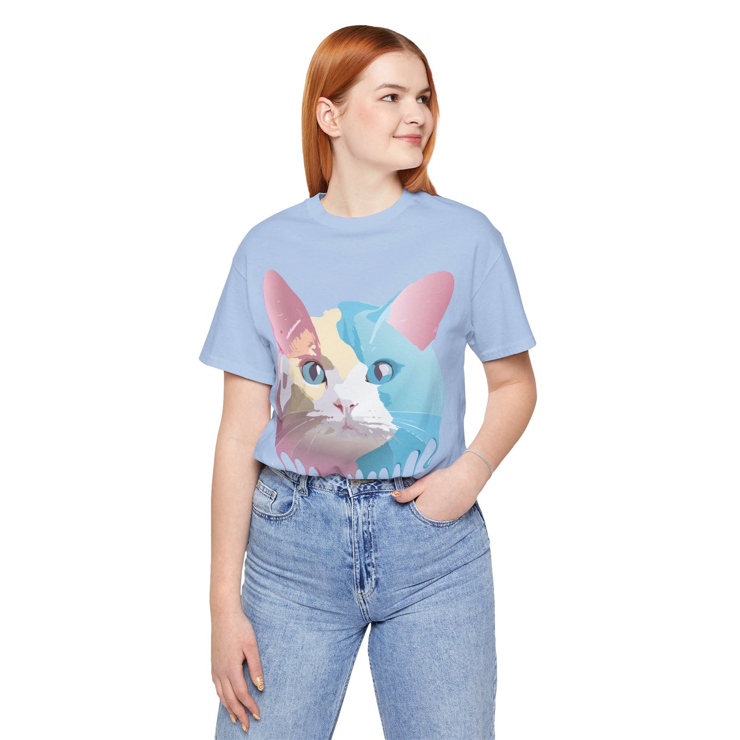 Natural Cotton Tee Shirt with Cat Printify