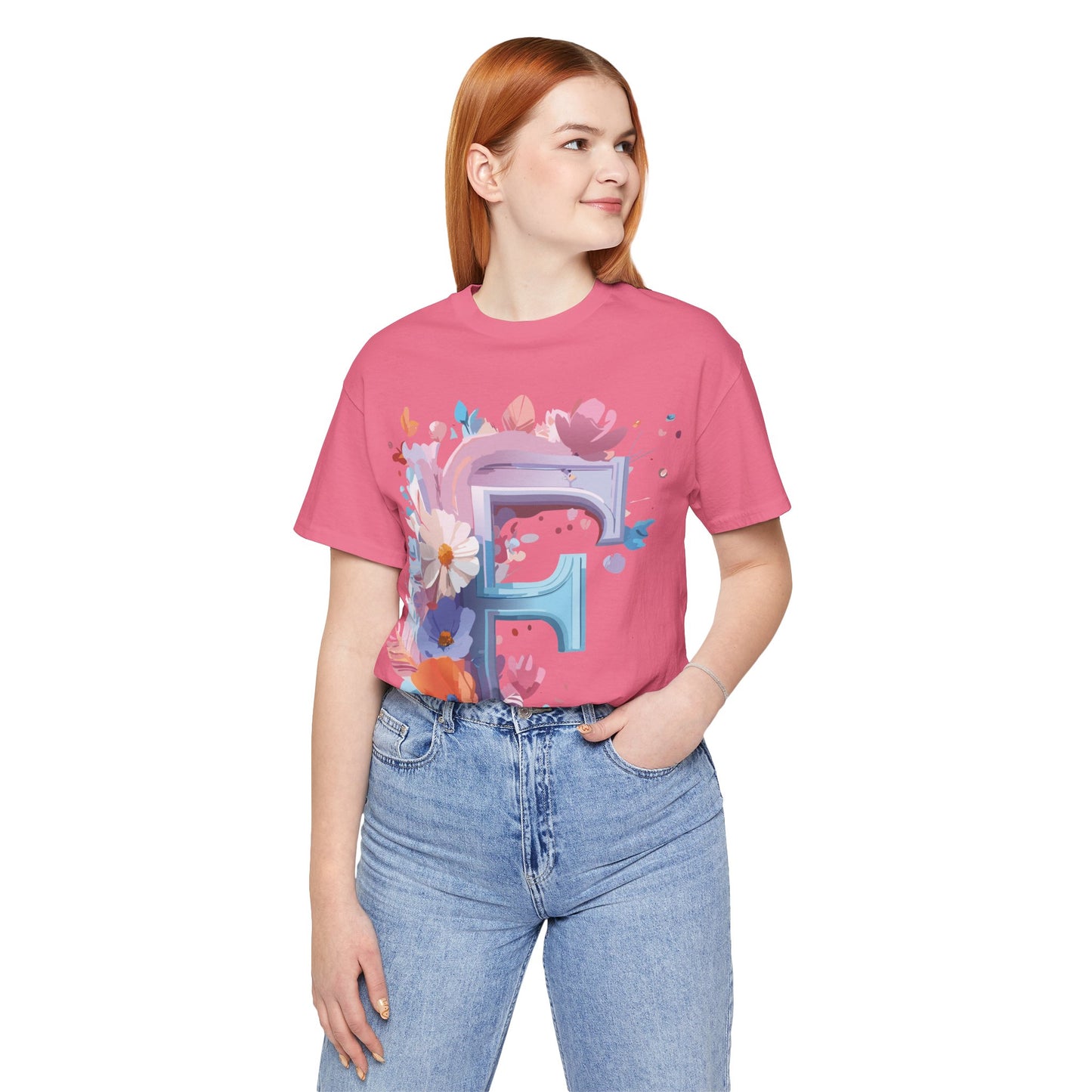 Natural Cotton Tee Shirt - Letters Collection - F Printify