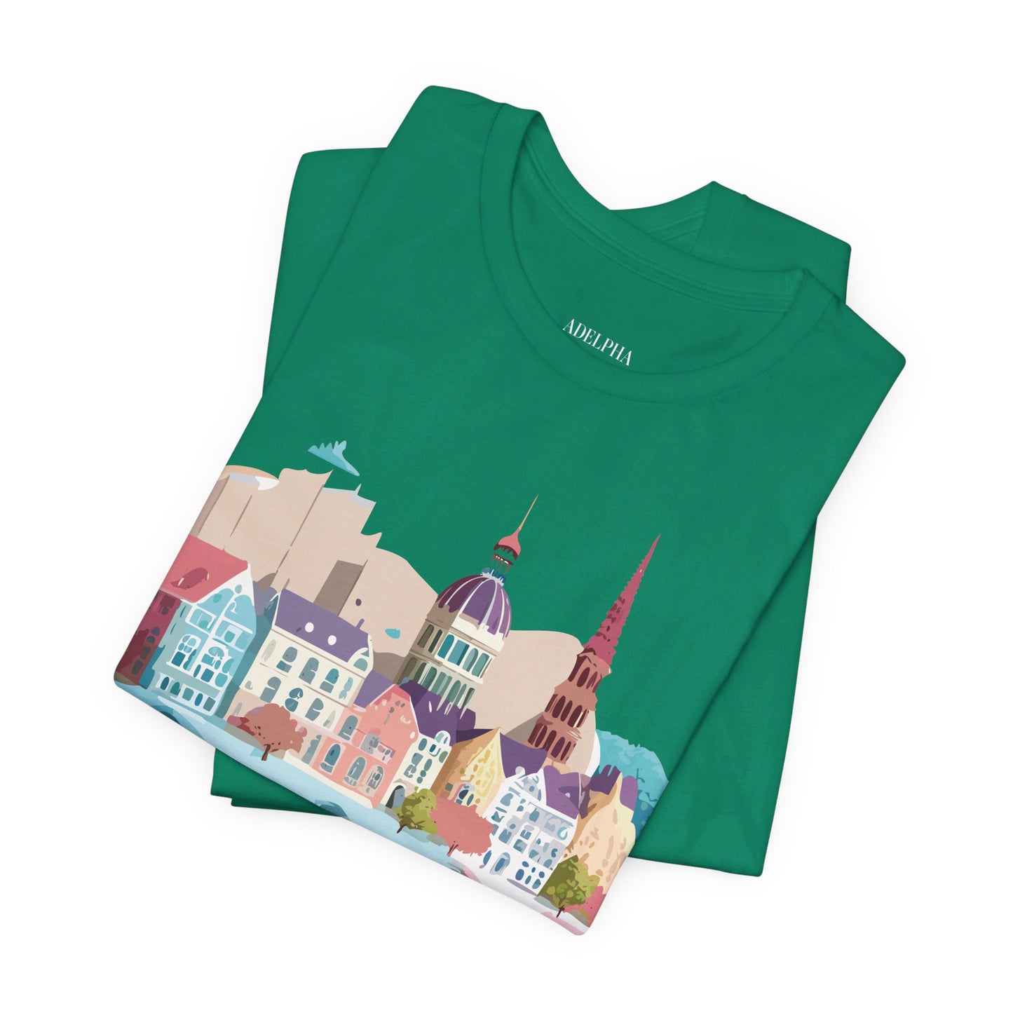 Natural Cotton Tee Shirt - Beautiful Places Collection - Warnemünde and Rostock - Germany Printify