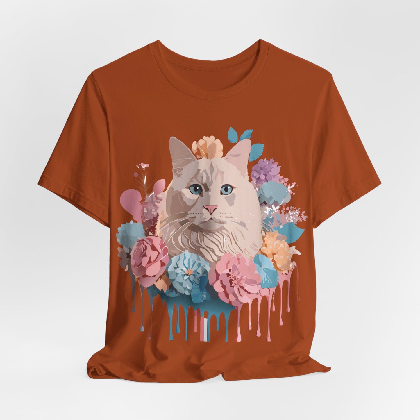 Natural Cotton Tee Shirt with Cat Printify