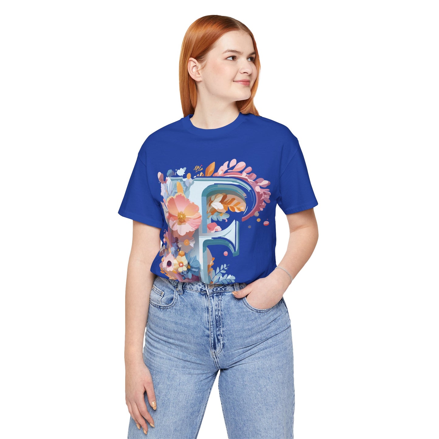 Natural Cotton Tee Shirt - Letters Collection - F Printify