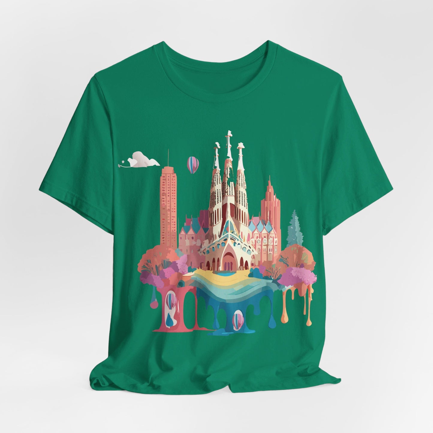 Natural Cotton Tee Shirt - Beautiful Places Collection - Barcelona Printify