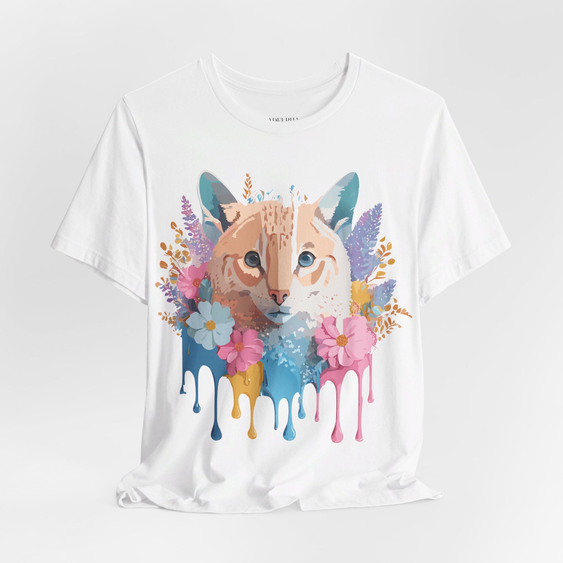Natural Cotton Tee Shirt with Cat Printify