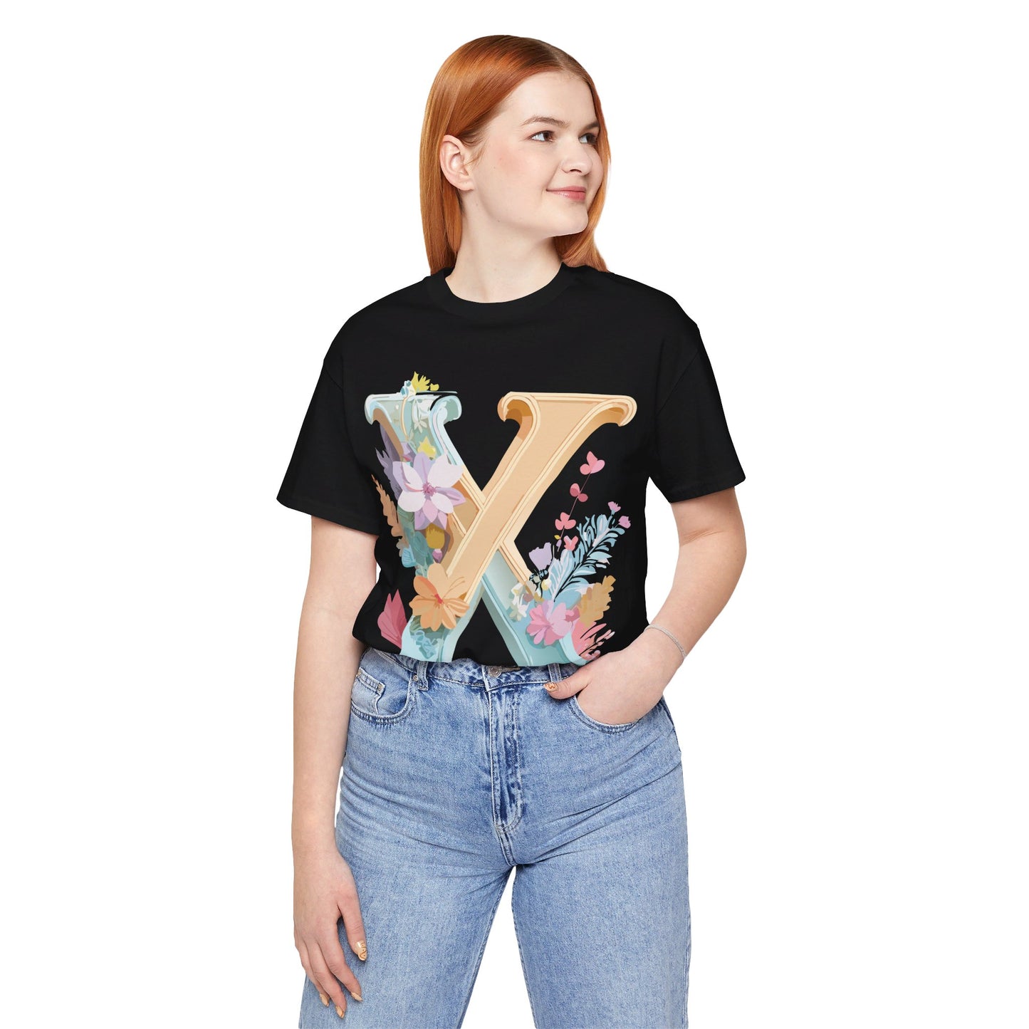 Natural Cotton Tee Shirt - Letters Collection - X Printify