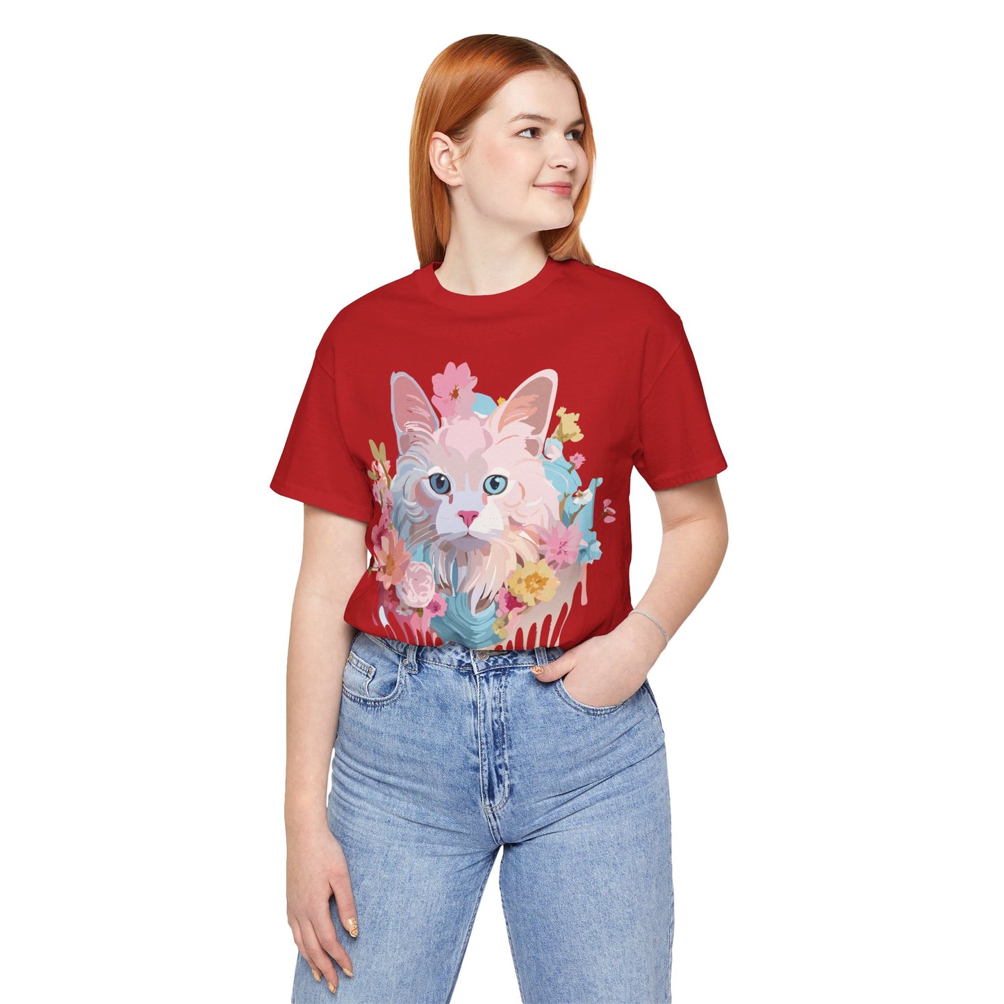 Natural Cotton Tee Shirt with Cat Printify