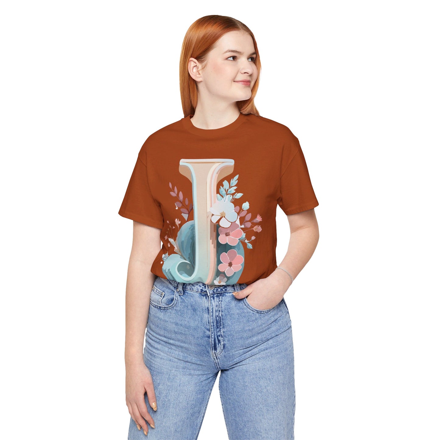 Natural Cotton Tee Shirt - Letters Collection - J Printify