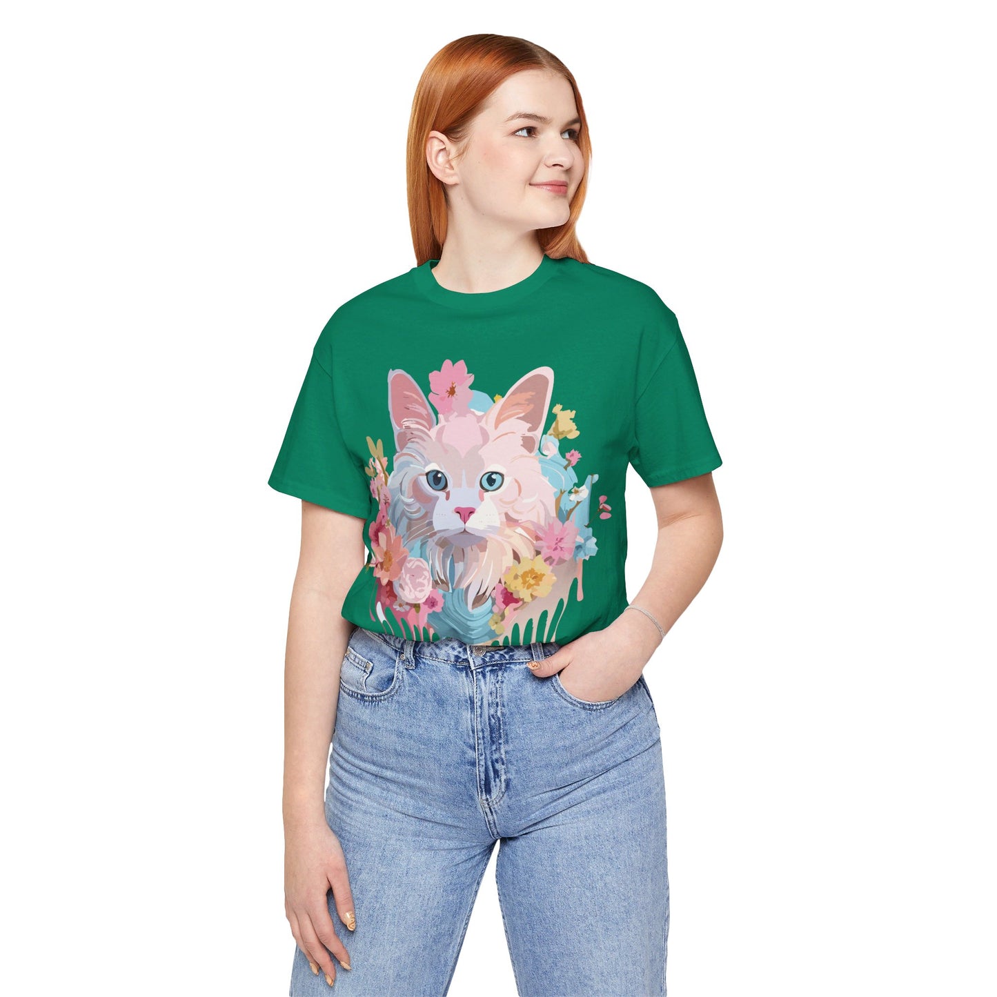 Natural Cotton Tee Shirt with Cat Printify