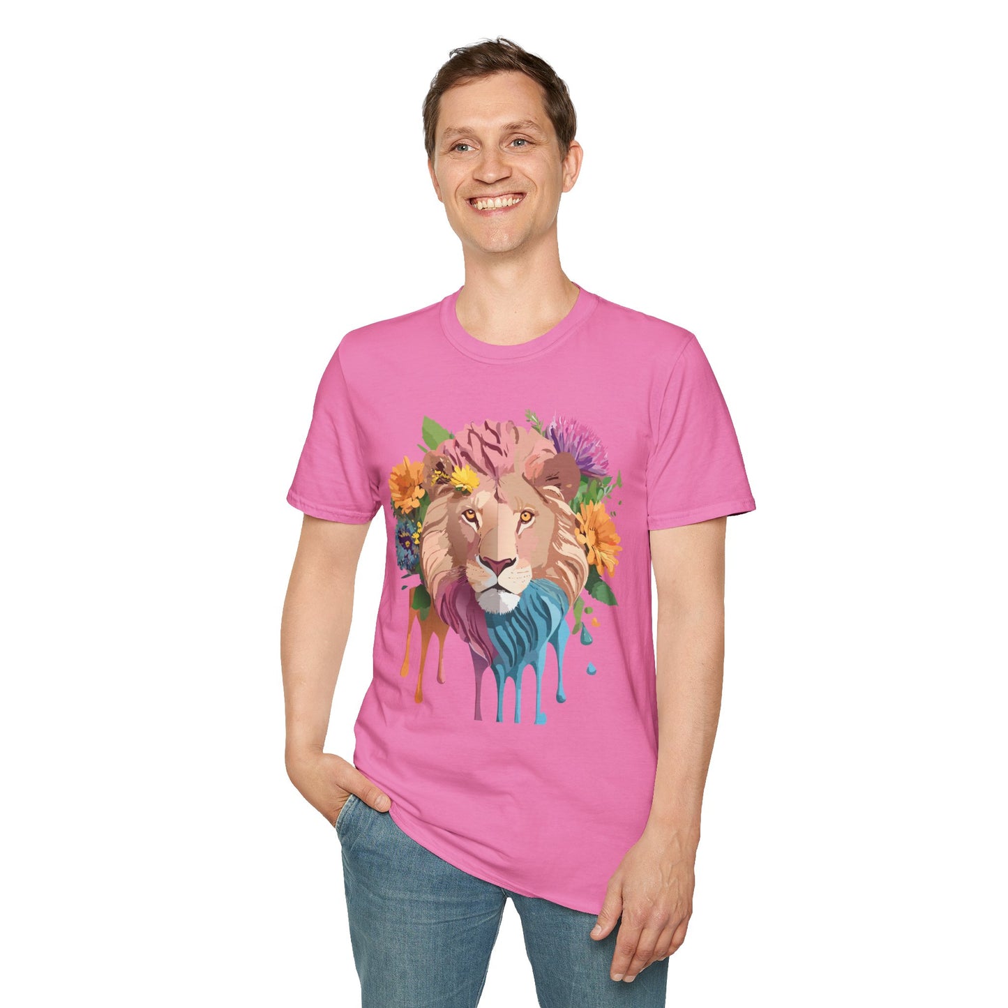 Lion Shirt, Shirt with Lion, Floral Lion Tee, Shirt with Animals