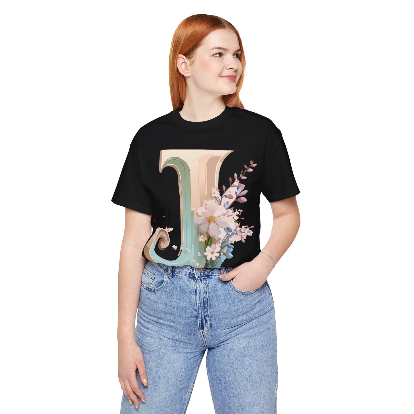 Natural Cotton Tee Shirt - Letters Collection - J Printify