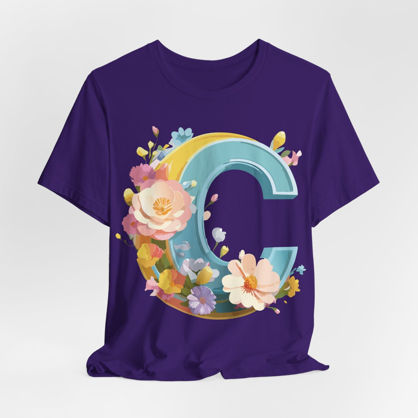 Natural Cotton Tee Shirt - Letters Collection - C Printify