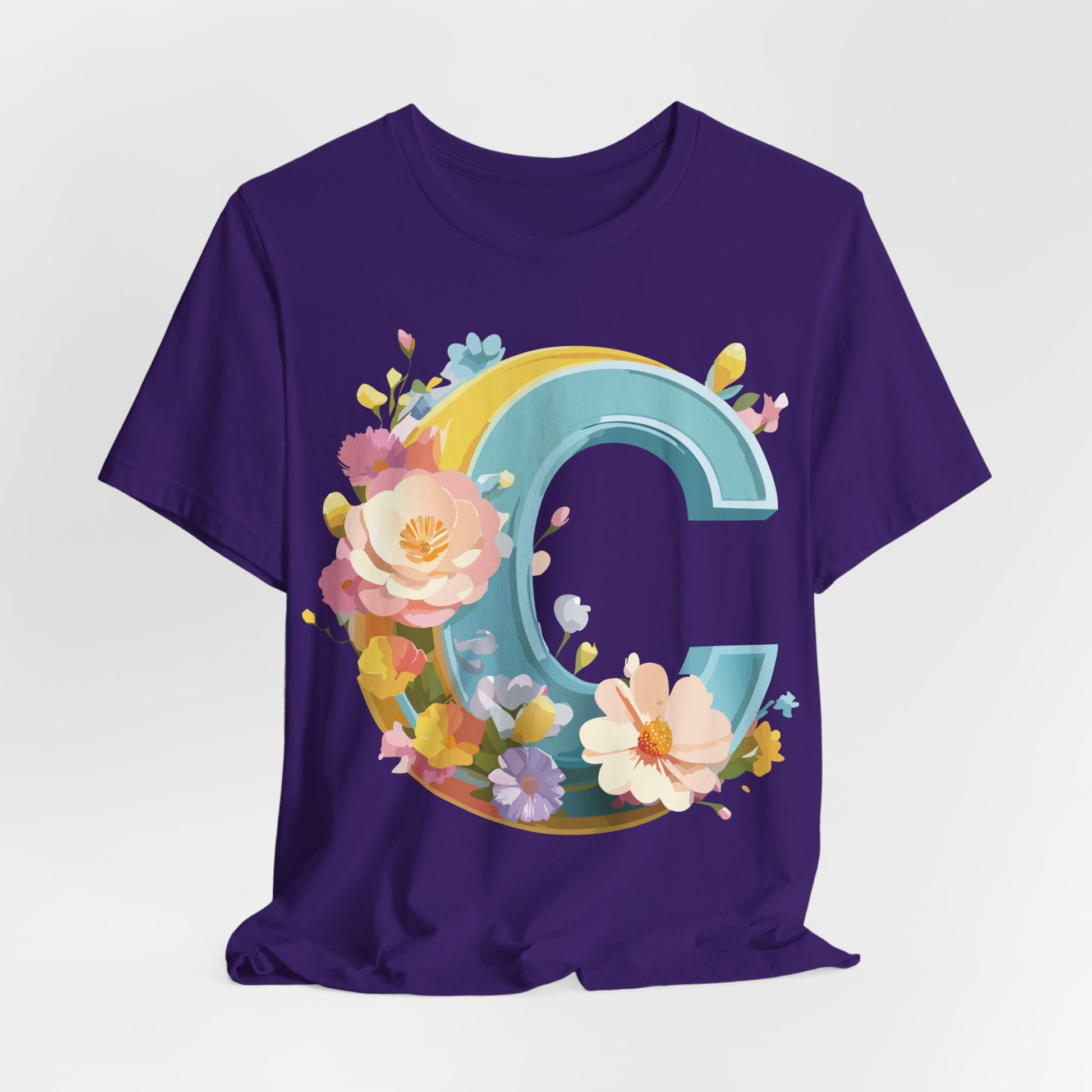 Natural Cotton Tee Shirt - Letters Collection - C Printify