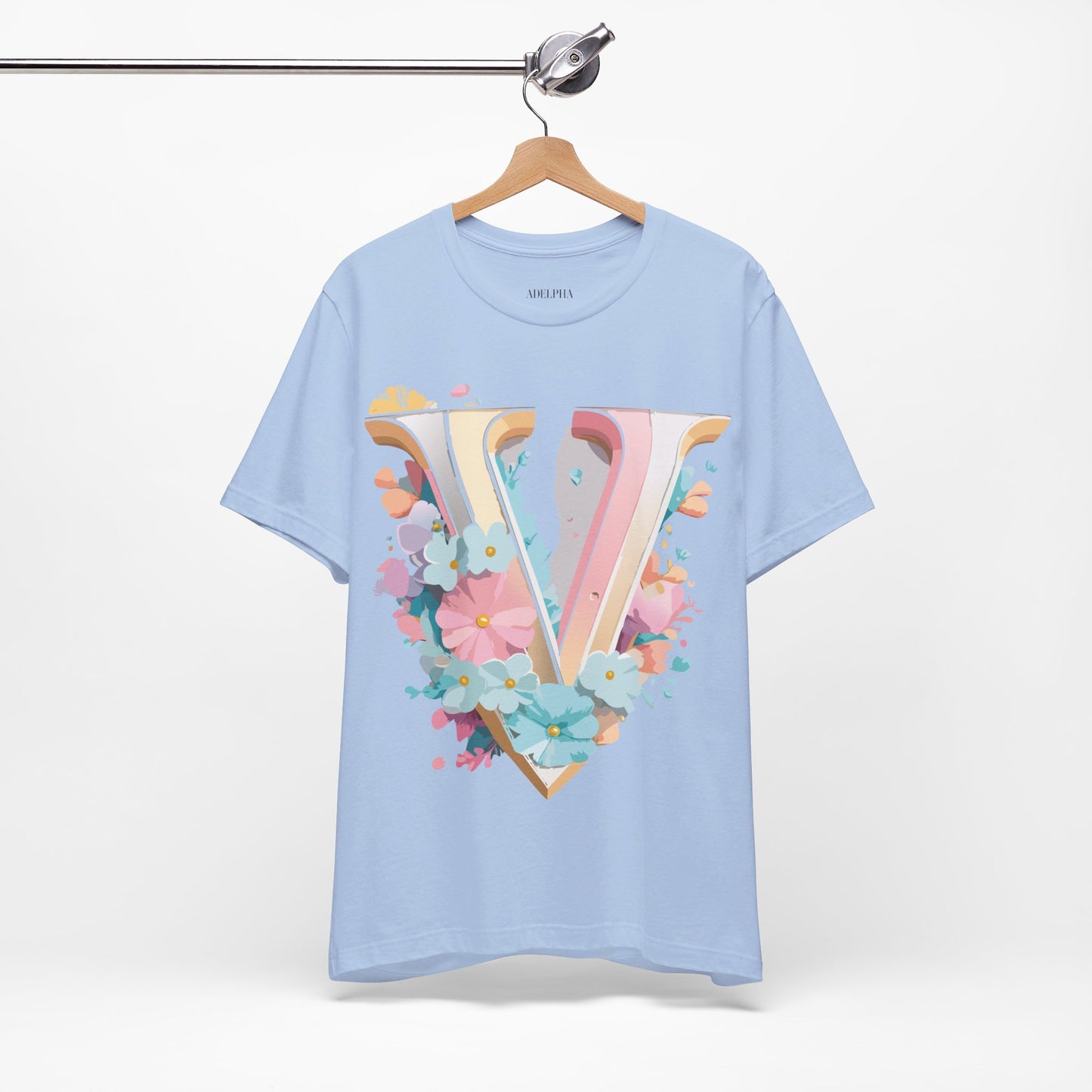 Natural Cotton Tee Shirt - Letters Collection - V Printify