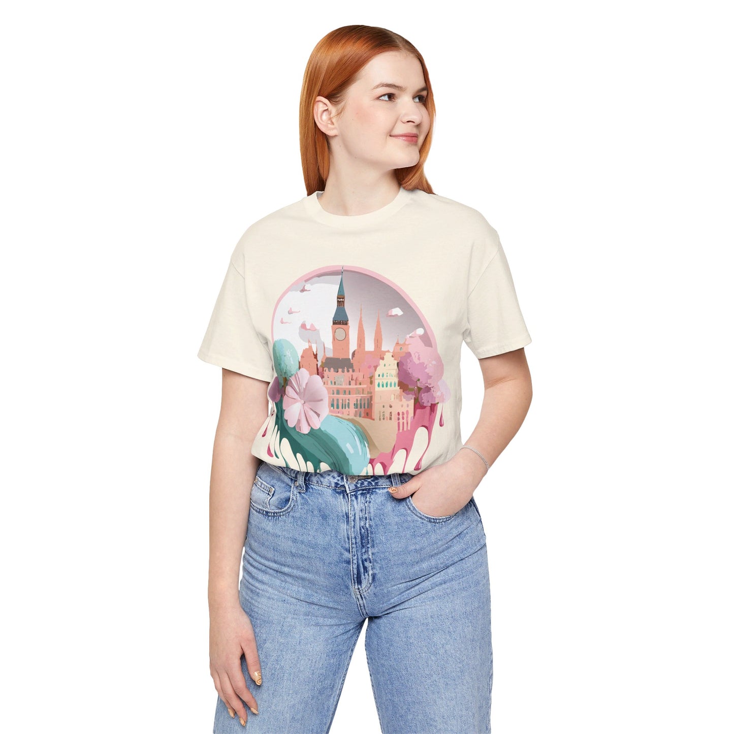 Natural Cotton Tee Shirt - Beautiful Places Collection - Prague Printify