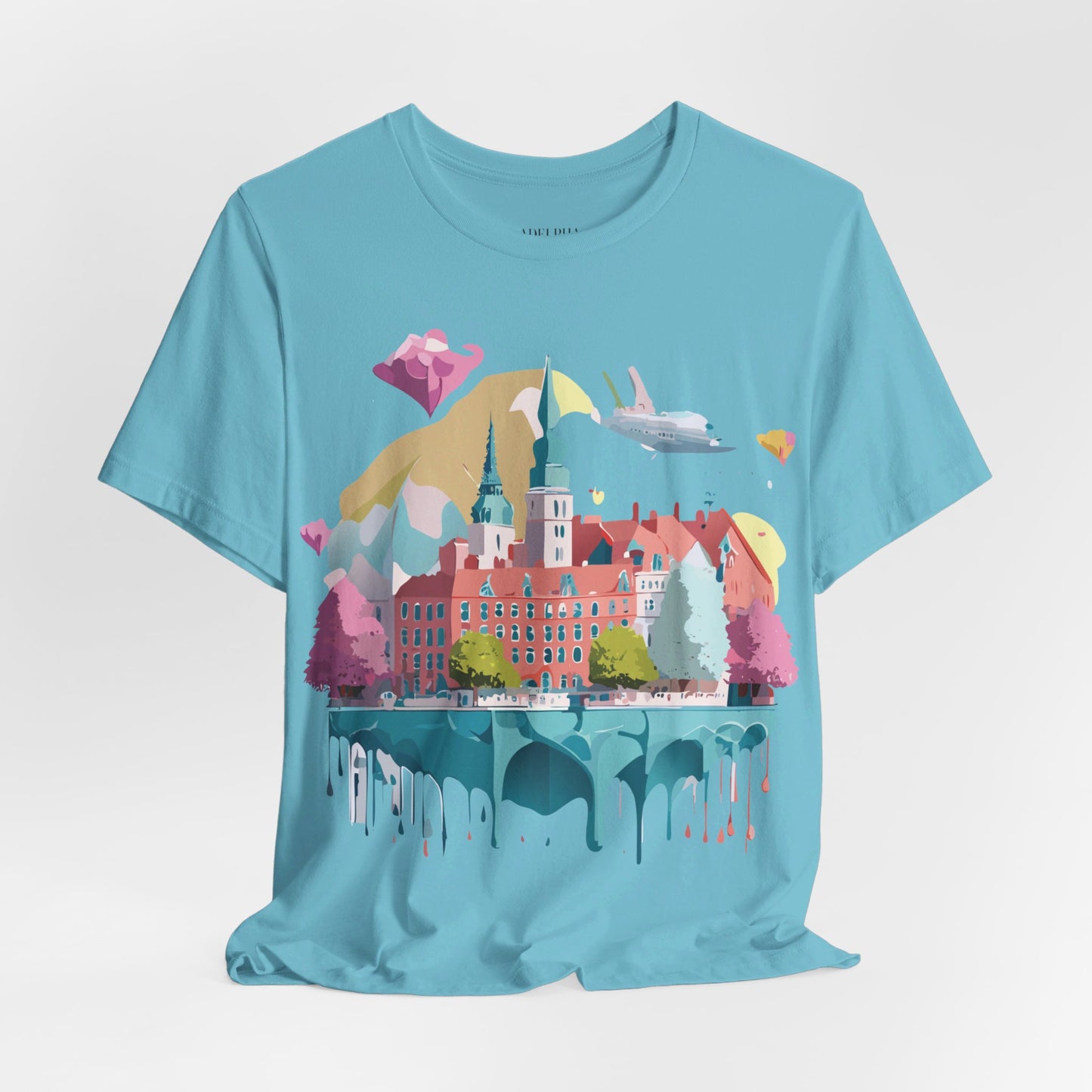 Natural Cotton Tee Shirt - Beautiful Places Collection - Warnemünde and Rostock - Germany Printify