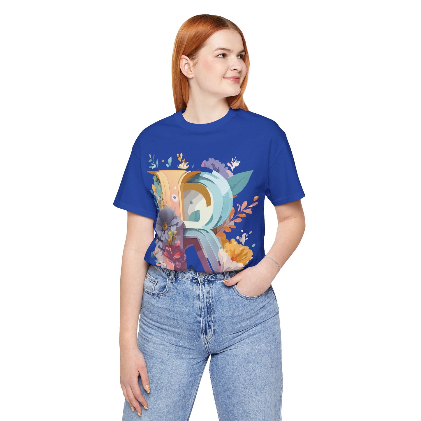 Natural Cotton Tee Shirt - Letters Collection - R Printify