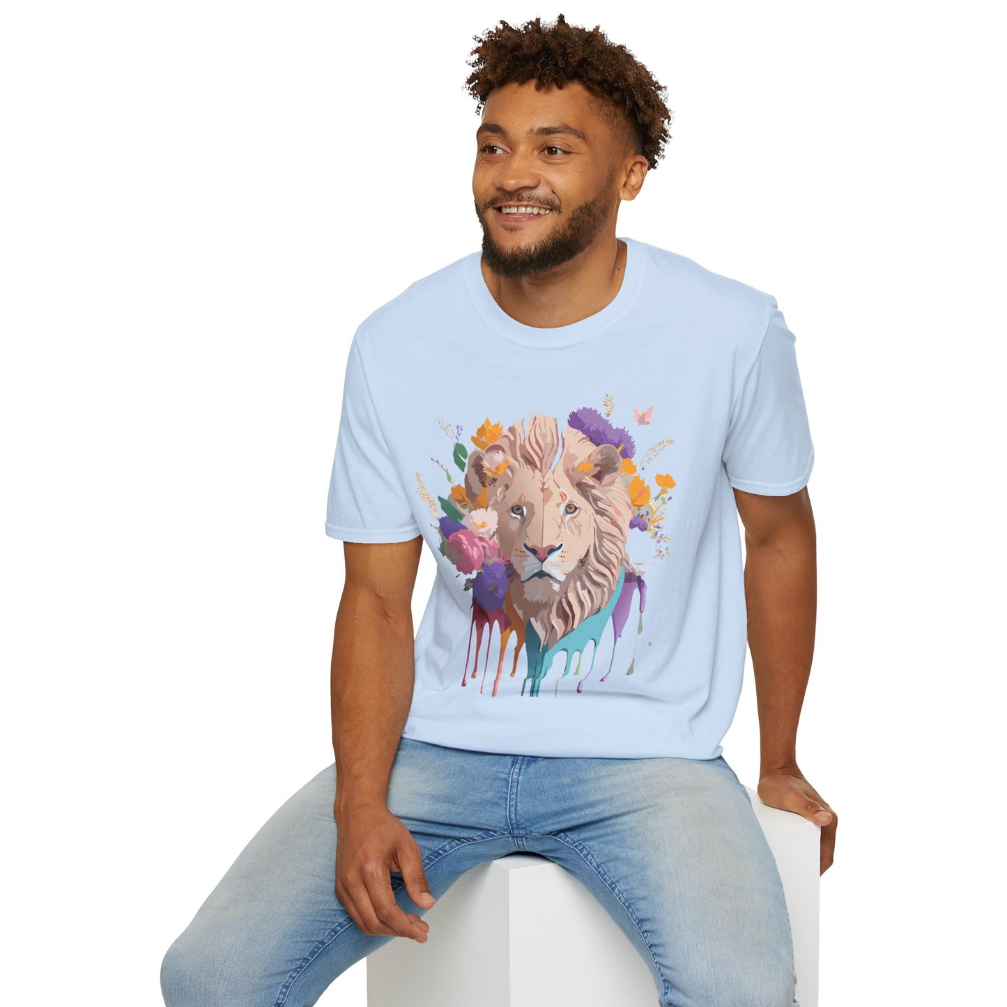 Lion Shirt, Shirt with Lion, Floral Lion Tee, Shirt with Animals