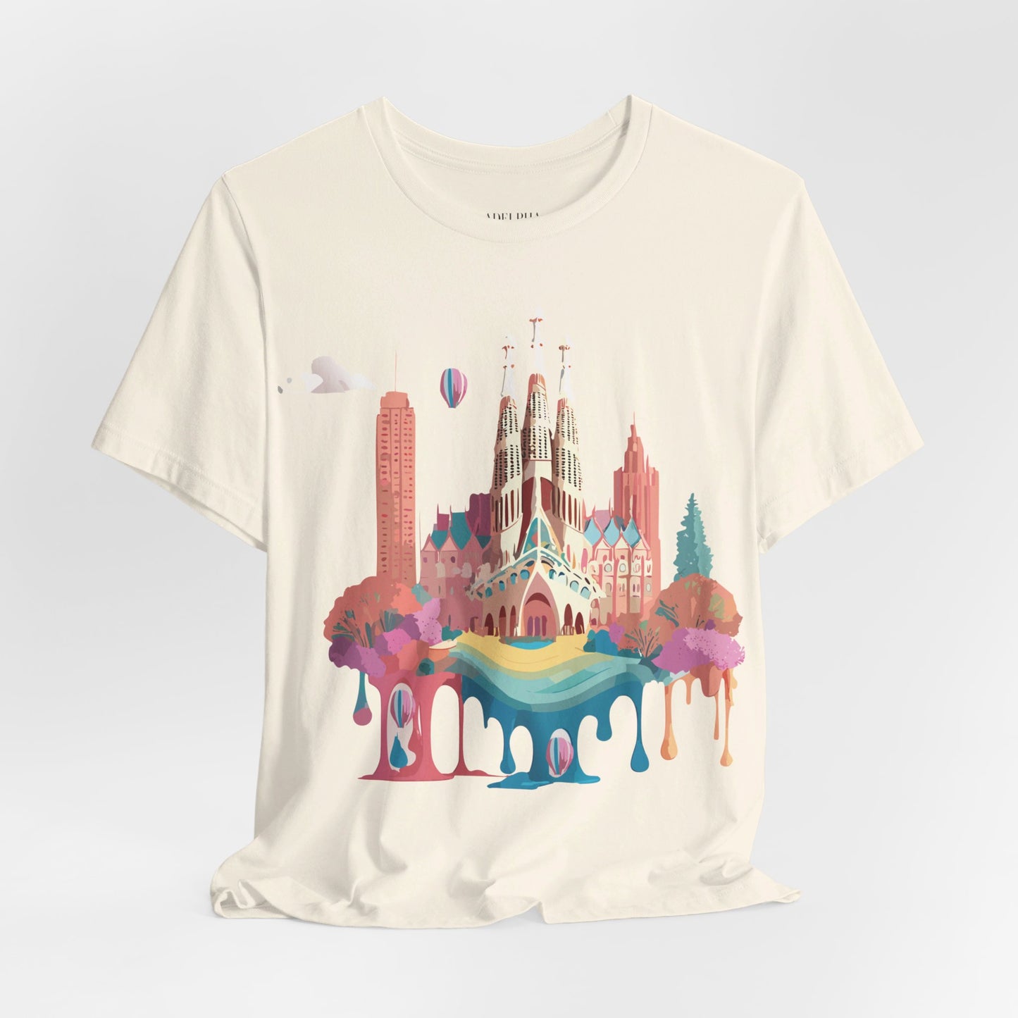 Natural Cotton Tee Shirt - Beautiful Places Collection - Barcelona Printify