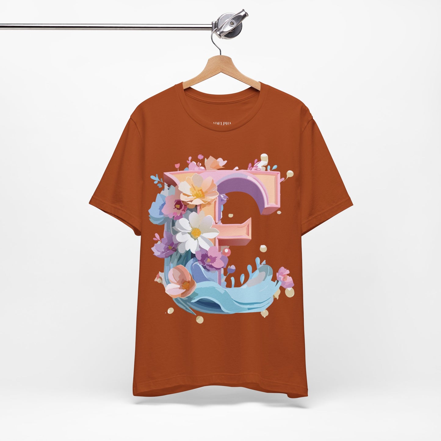 Natural Cotton Tee Shirt - Letters Collection - E Printify