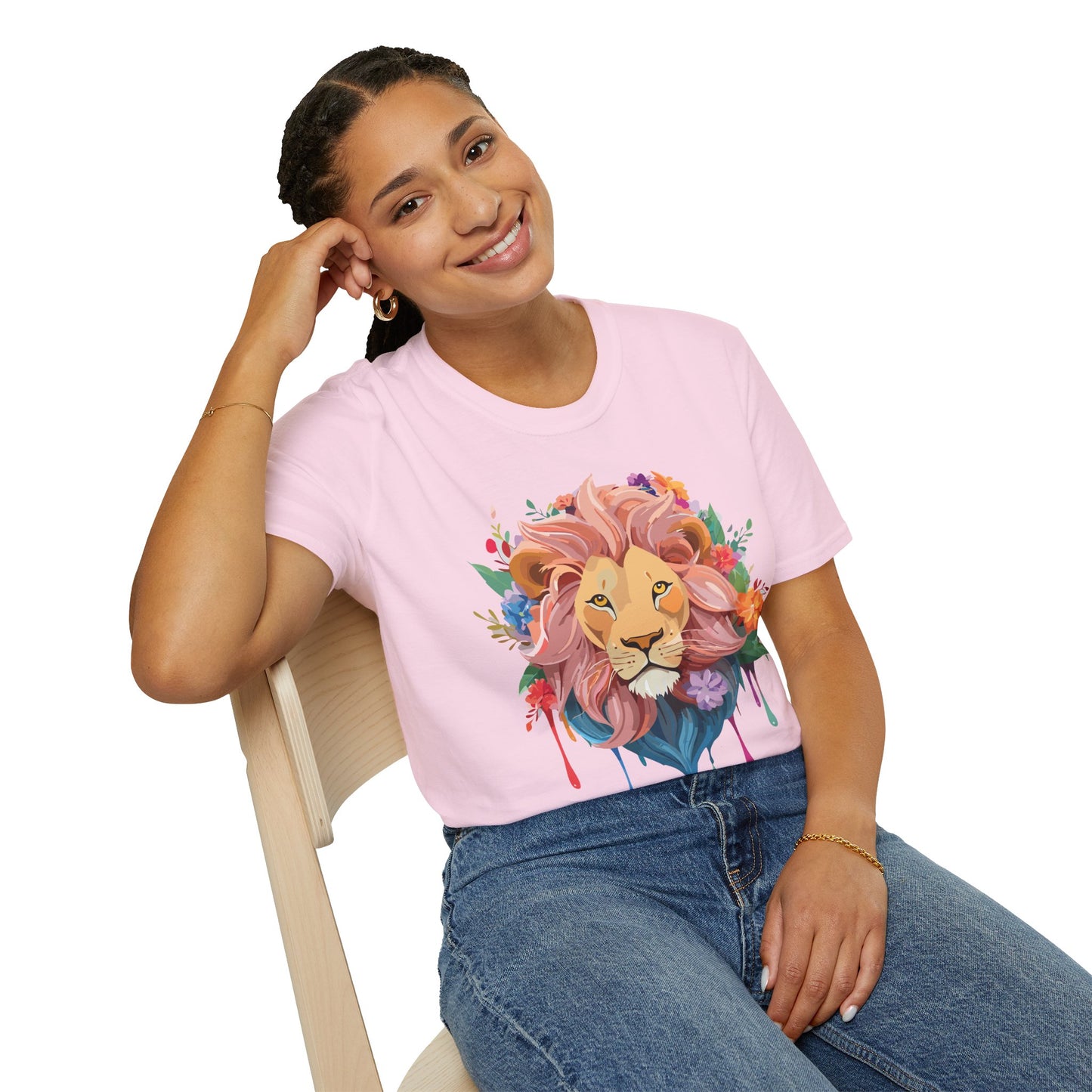 Lion Shirt, Shirt with Lion, Floral Lion Tee, Shirt with Animals