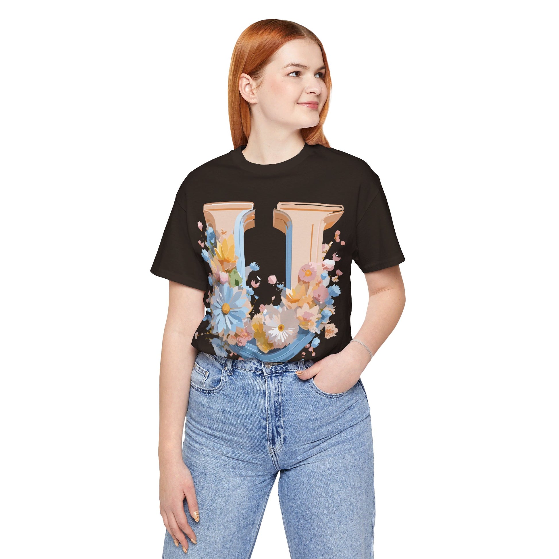 Natural Cotton Tee Shirt - Letters Collection - U Printify